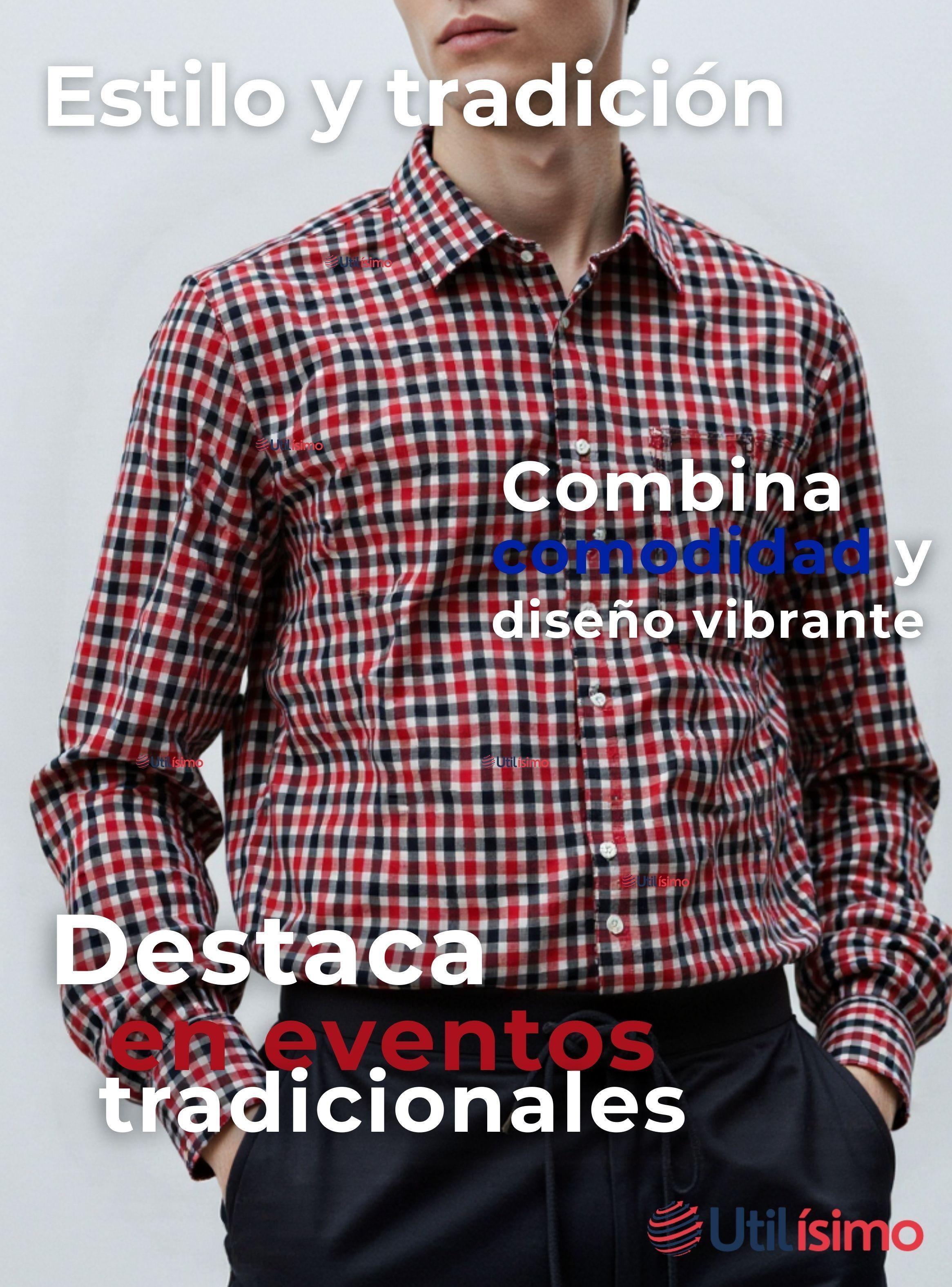 Camisa Huaso Cuadrillé Manga Larga Algodón Cuadros Negro y Rojo-5