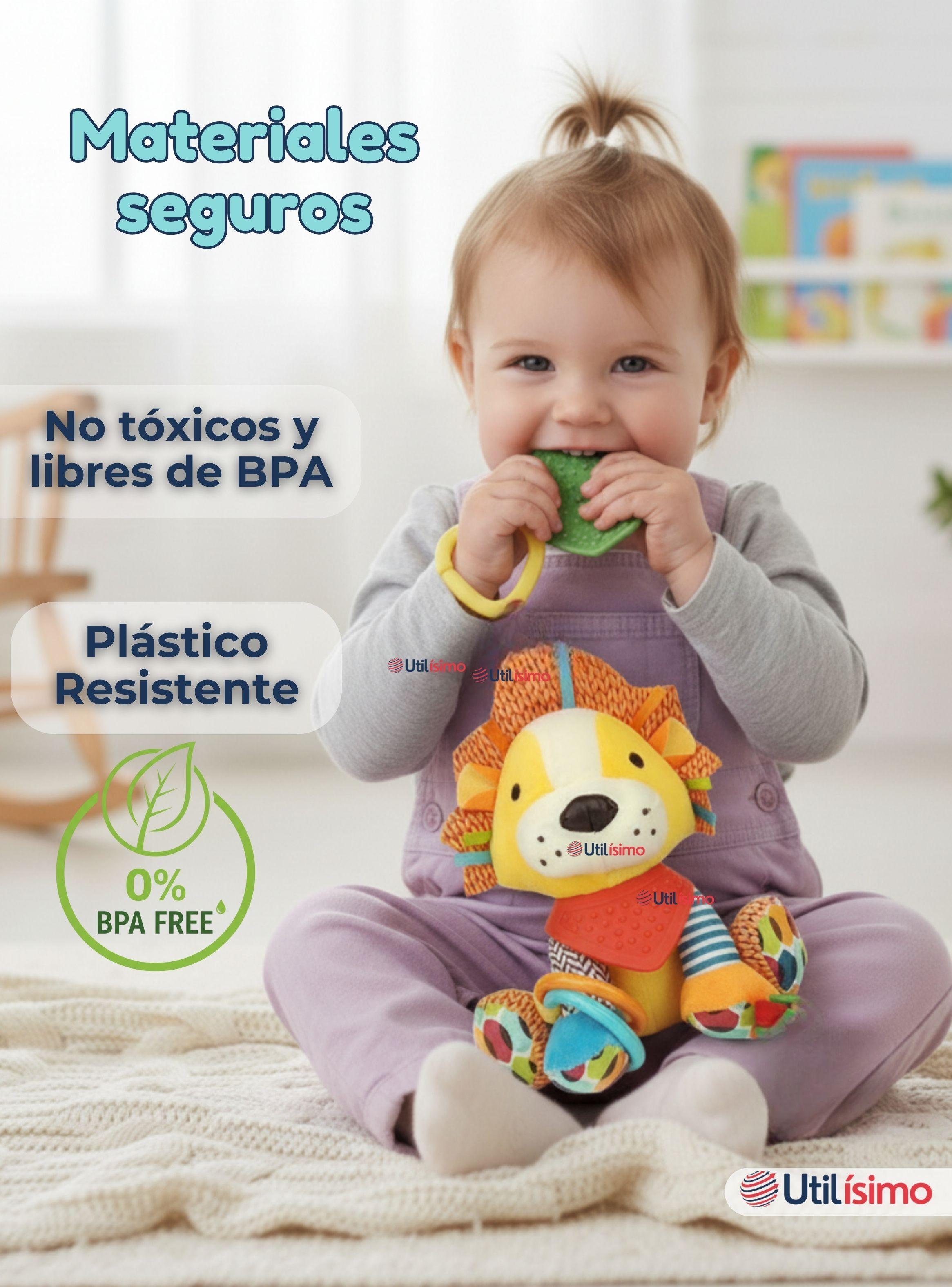 Juguete Peluche Animales Sensorial Con Mordedor Sonajero Diseño León para Niña y Niño-2