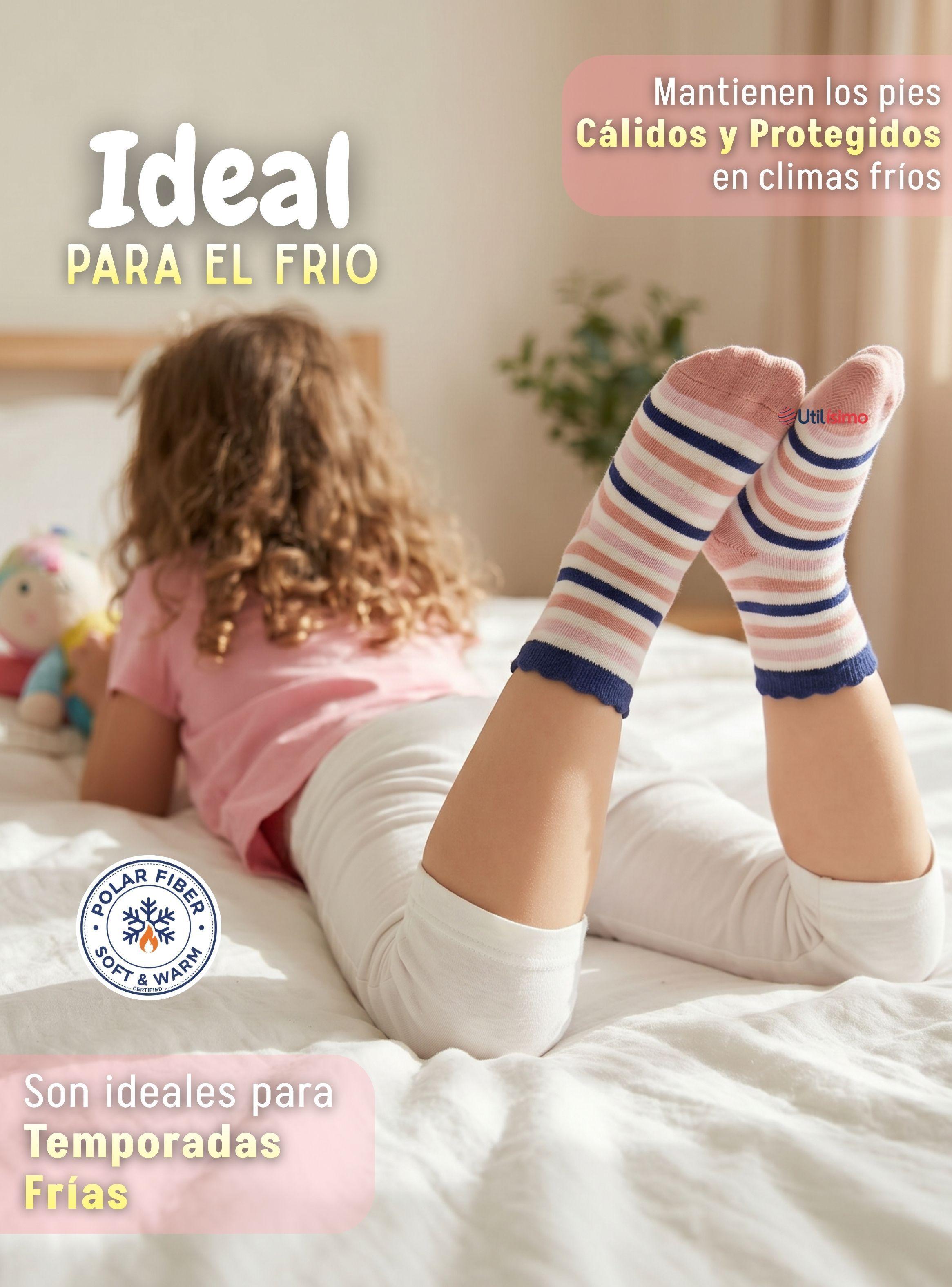 Pack 2 Pares Calcetines Niña Toalla Térmicos Suaves de Colores Surtidos-5