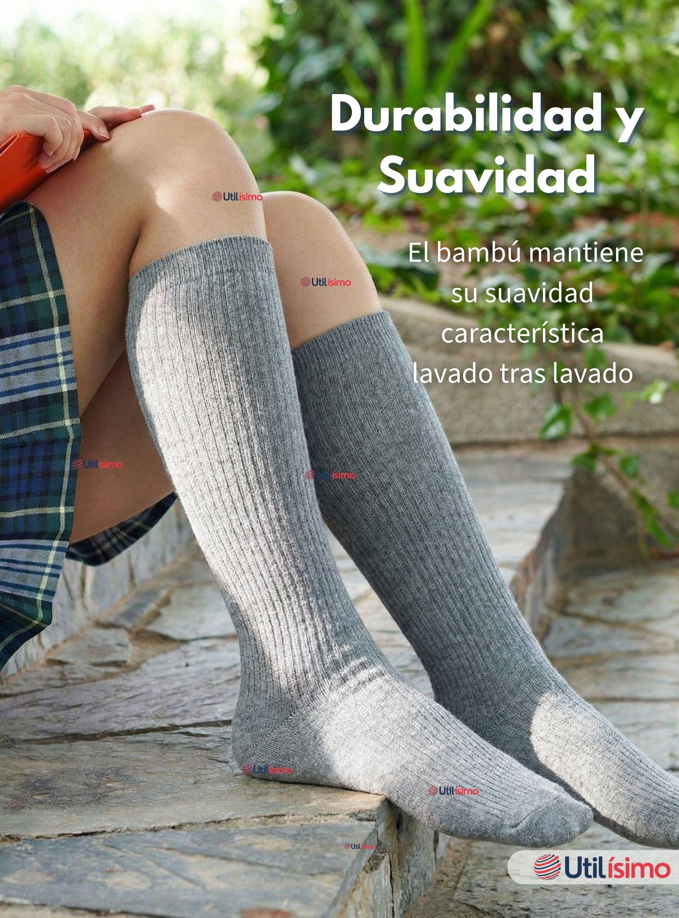 Pack 3 Calcetines Escolares Largo Bambú Gris Niñas-7