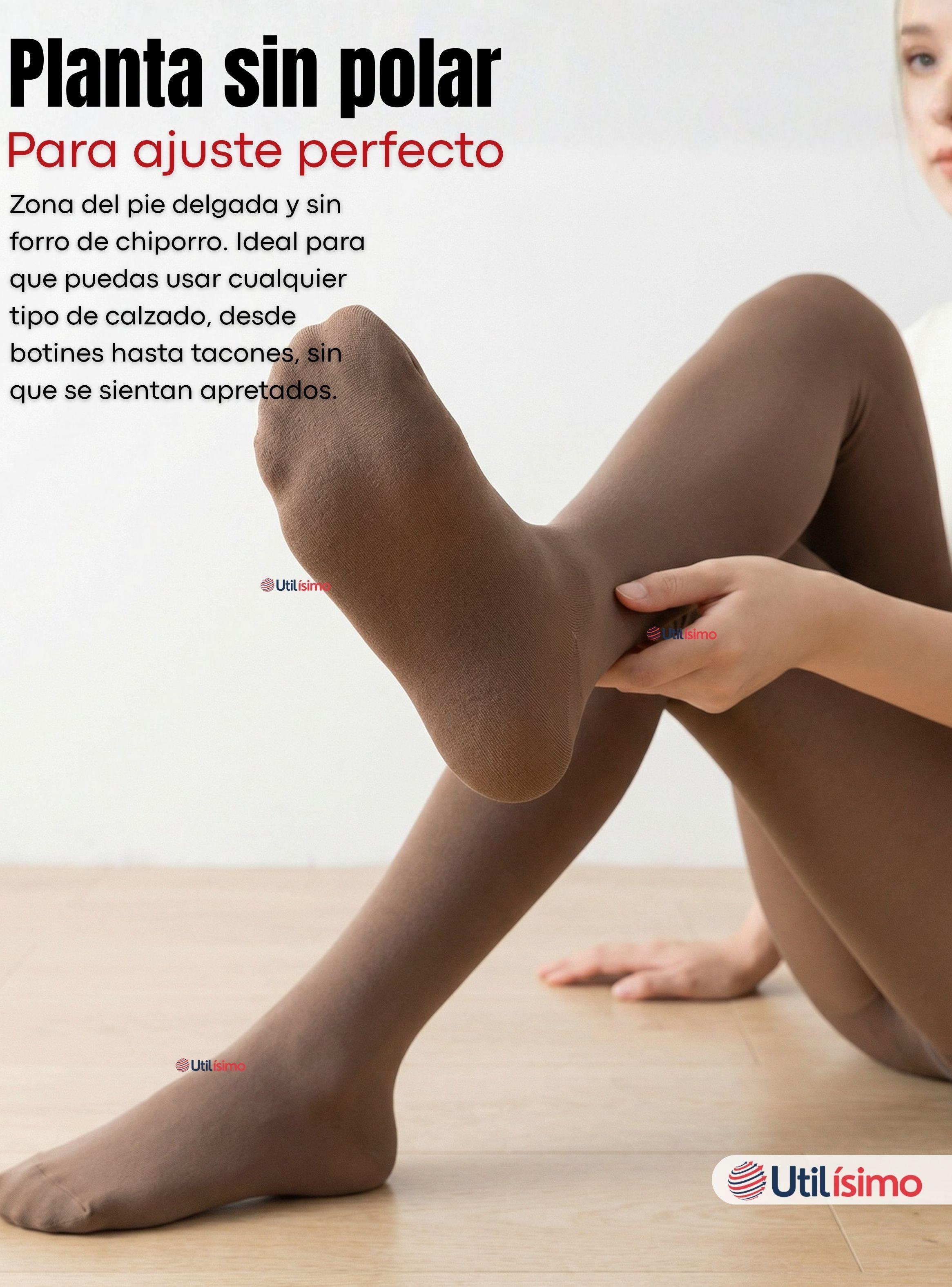 Calza Panty Efecto Piel Polar Térmica Con Chiporro Mujer Elasticada Color Beige-7