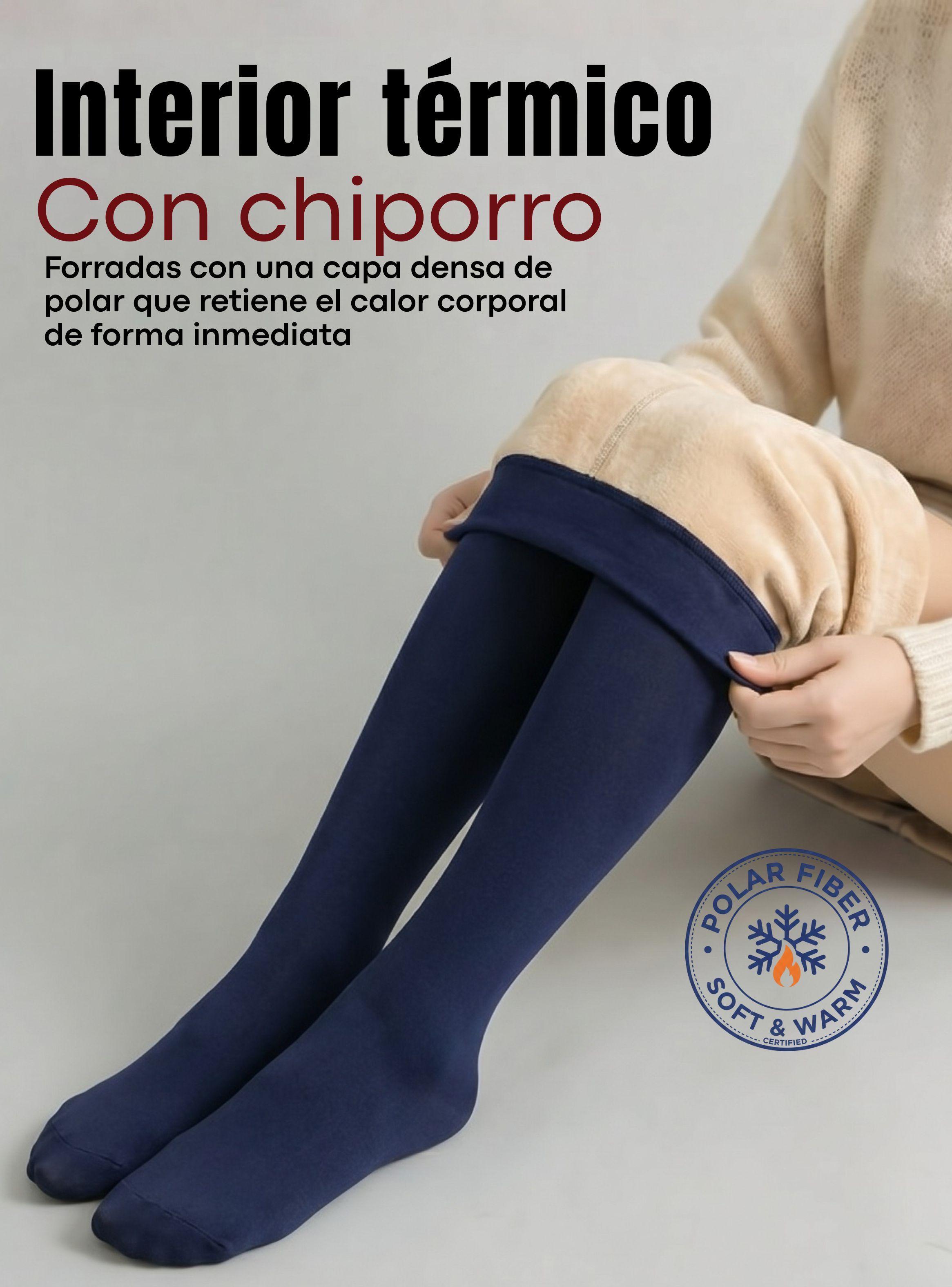 Calza Panty Con Chiporro Mujer Elasticada Color Azul Marino-6