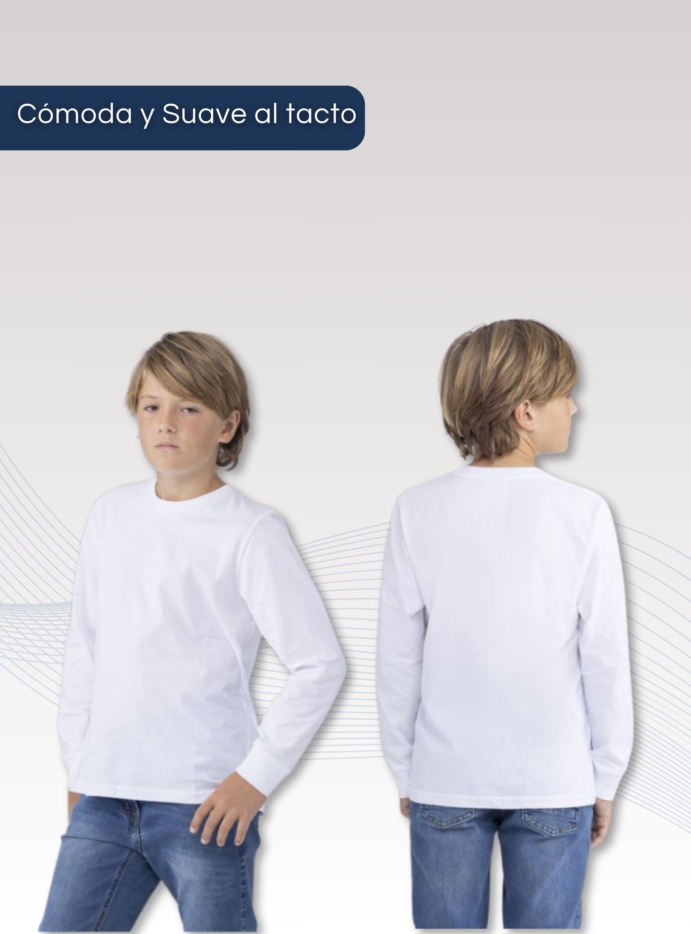Pack 6 Camisetas Algodón Primera Capa Polera Invierno Niño Blanco Y Negro-2