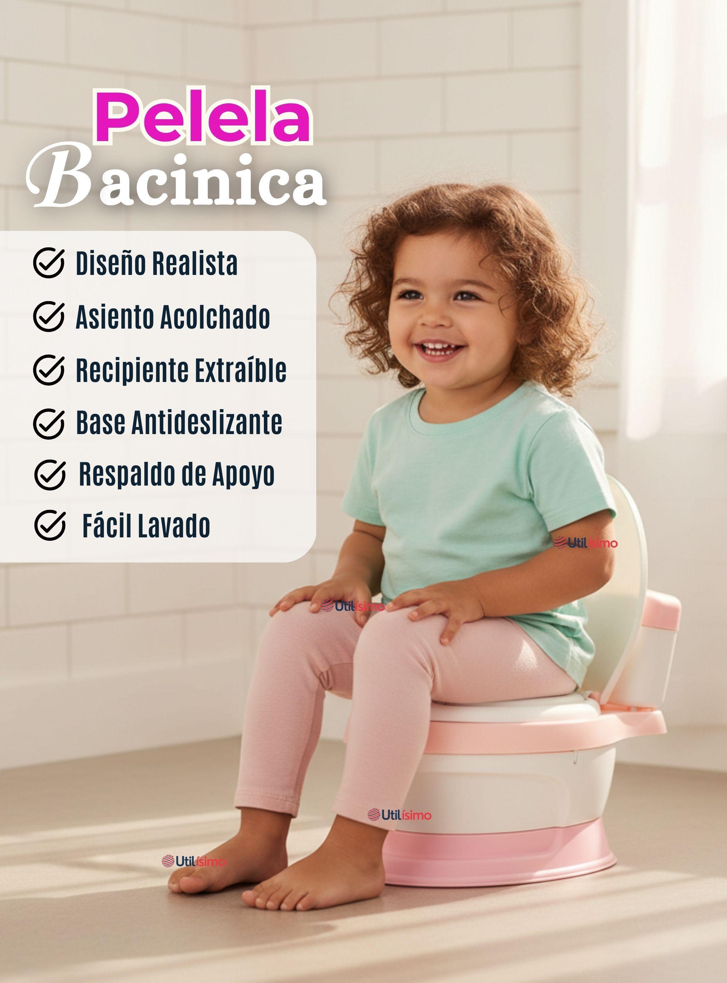 Pelela Inodoro Baño Entrenador Portátil Niña Rosa Asiento Acojinado-2