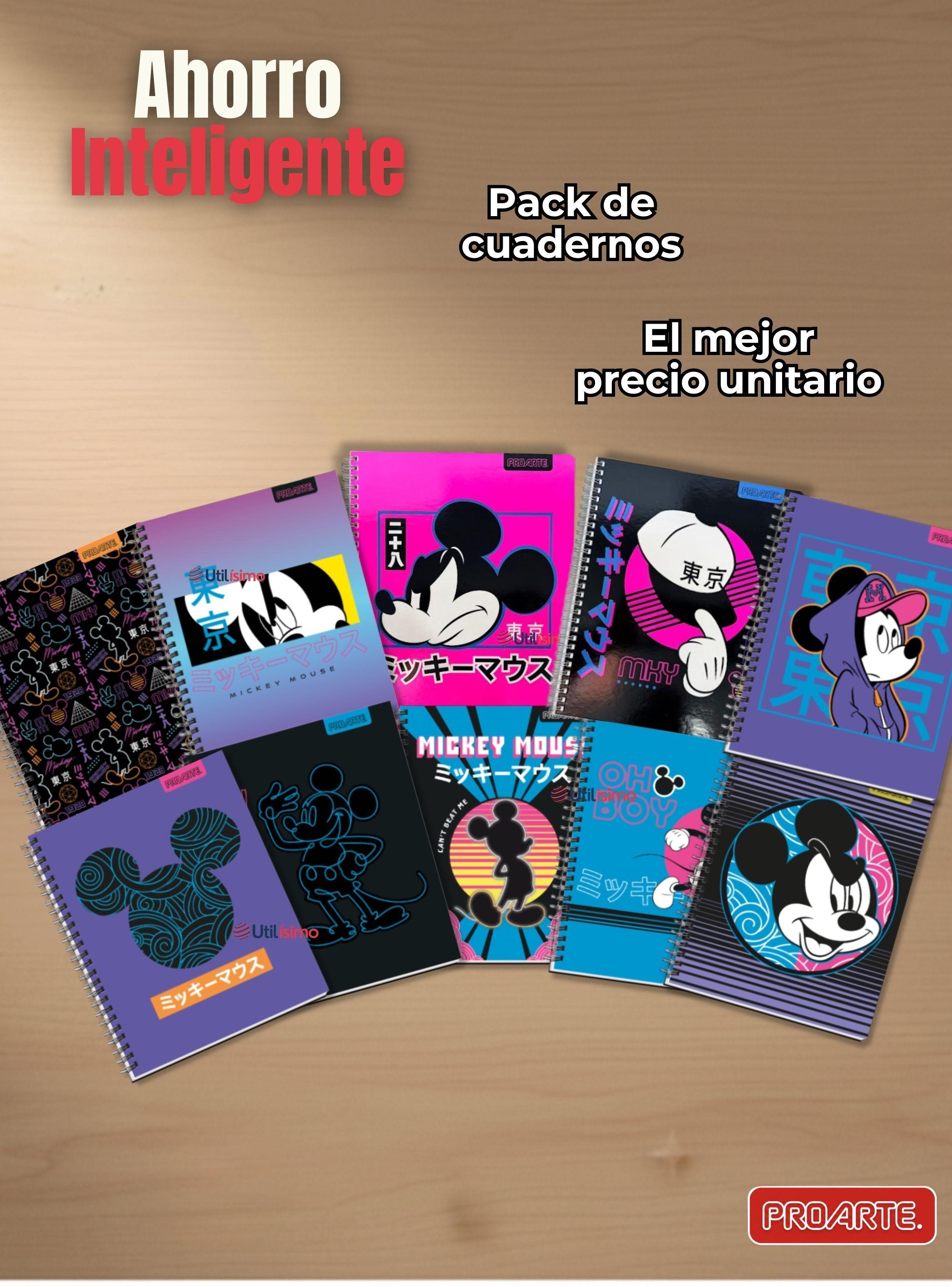 Pack 10 Cuadernos Universitarios Mickey Mouse Pop Proarte 7mm 100 Hojas Diseños Surtidos-7