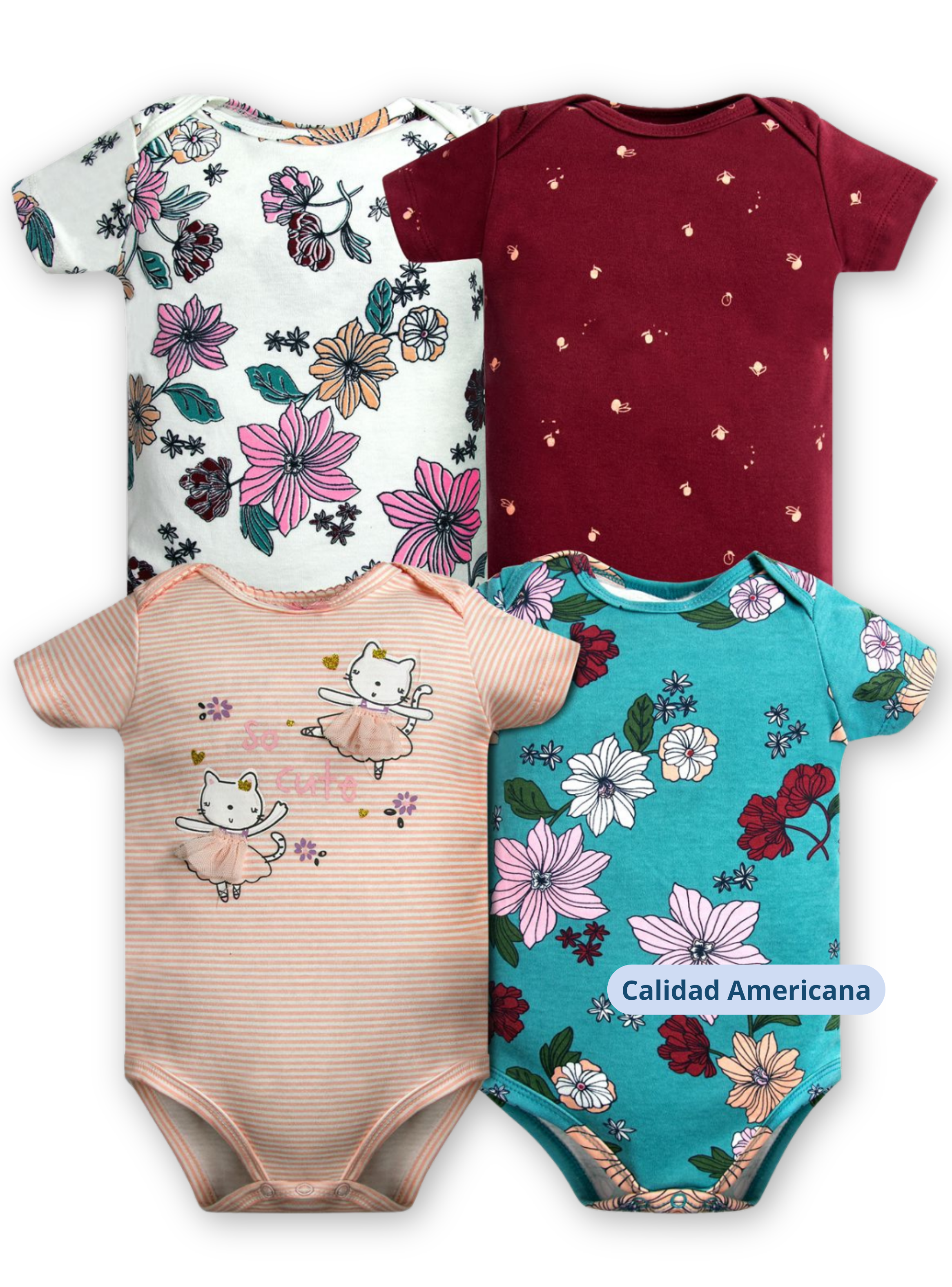 Pack 4 Bodys Niña Manga Corta Tedmimak 100% Algodón Bailarina Ballet-3