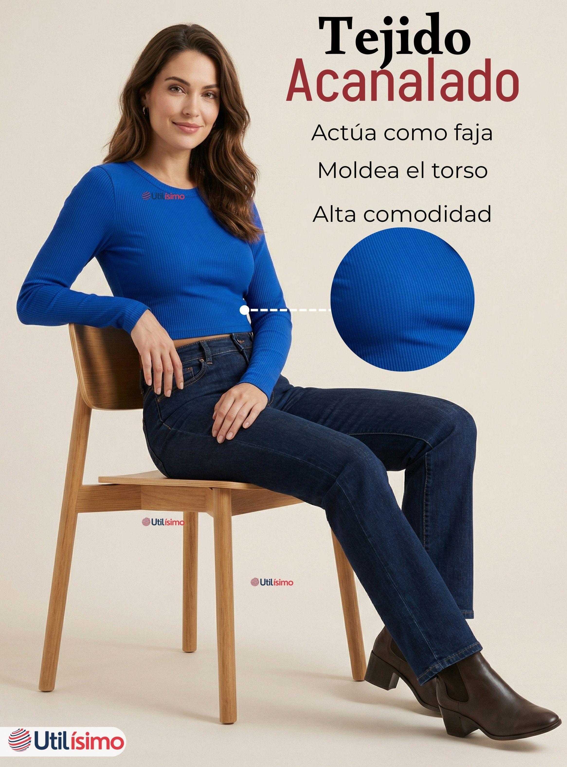 Camiseta Polar Manga Larga Polera Tela Acanalada Colores Surtidos-5