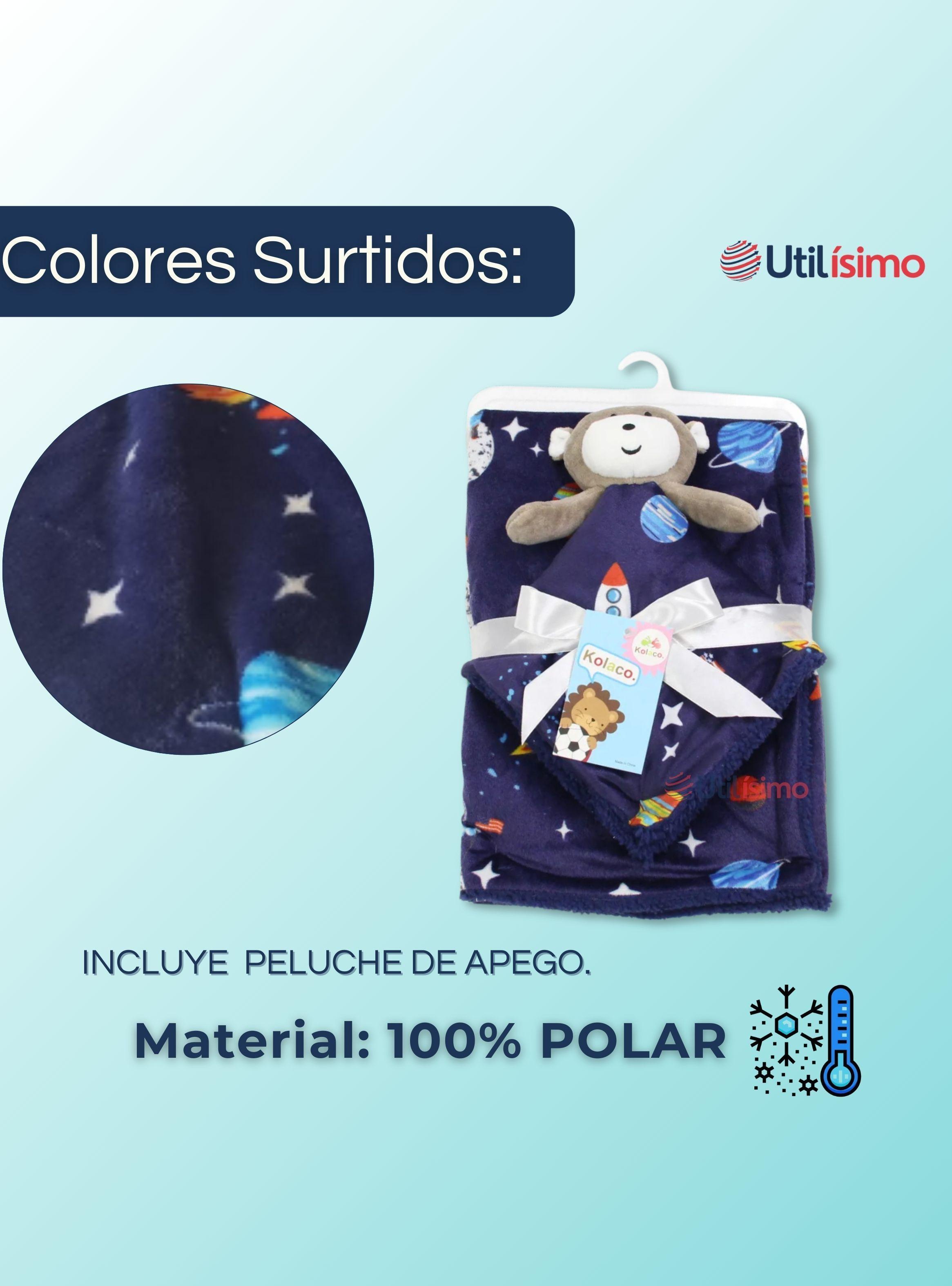 Set Manta Frazada Polar Para Bebé Niño + Peluche de Apego-3