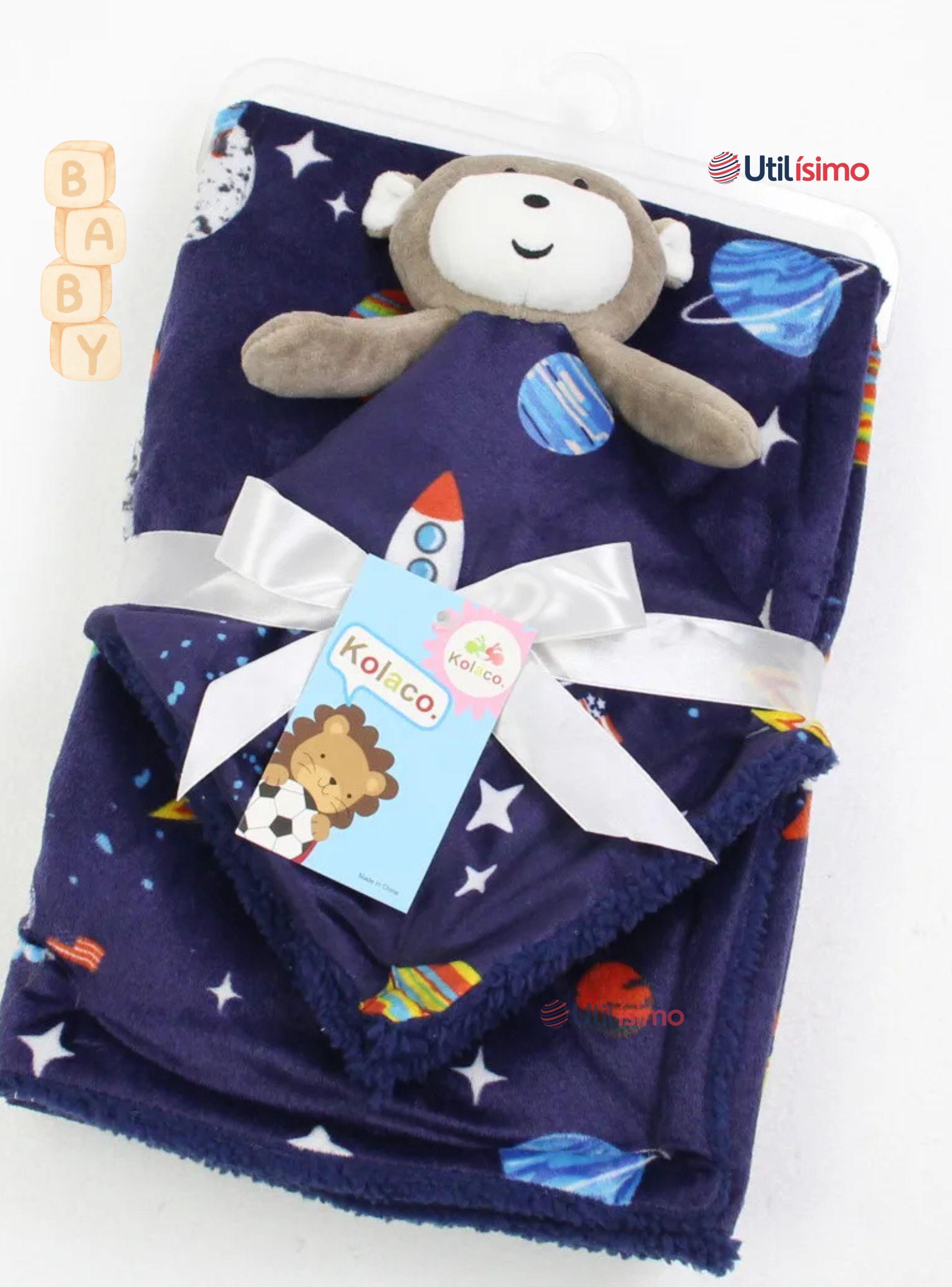 Set Manta Frazada Polar Para Bebé Niño + Peluche de Apego-5