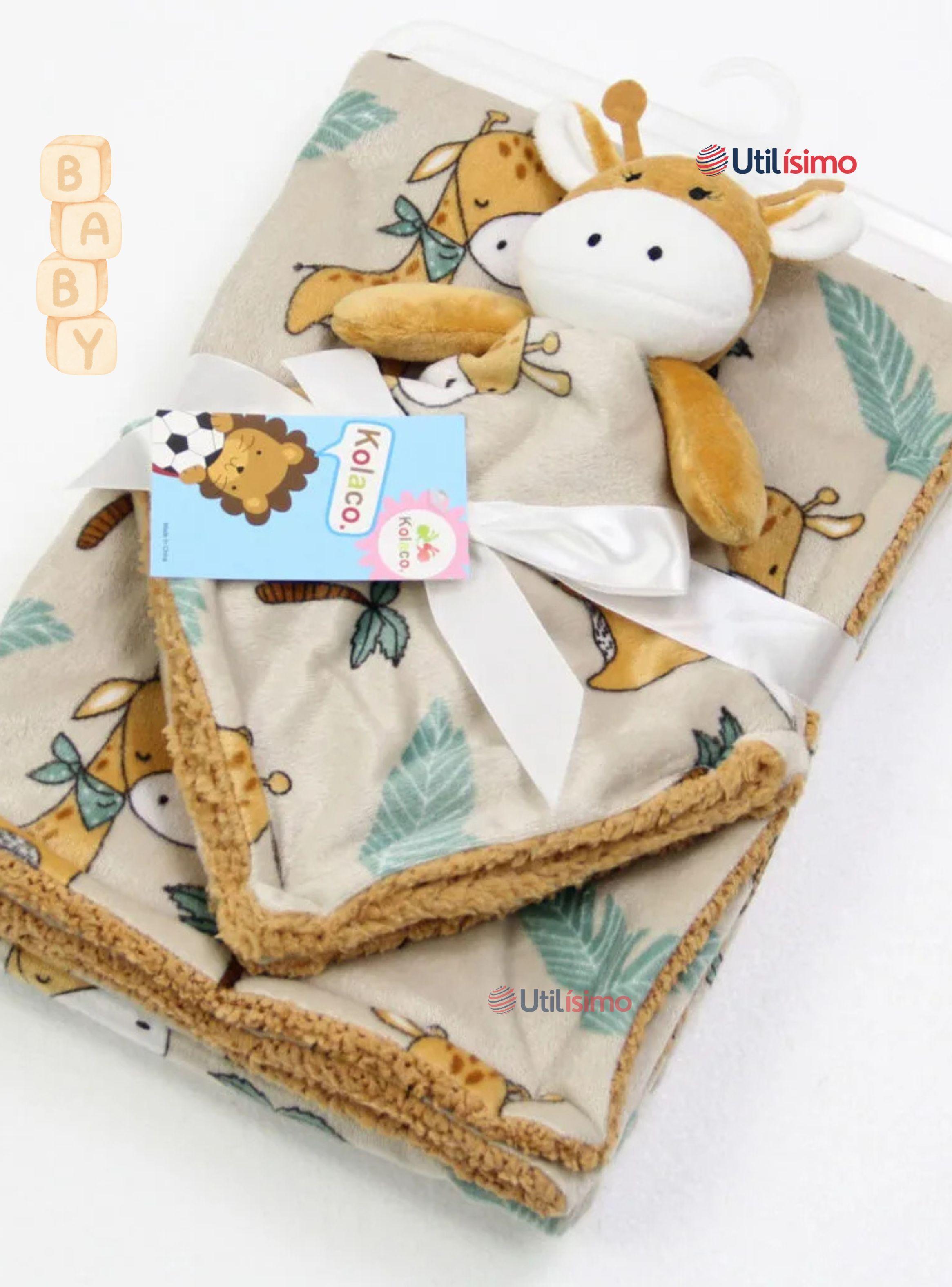 Set Manta Frazada Polar Para Bebé Niño + Peluche de Apego-6