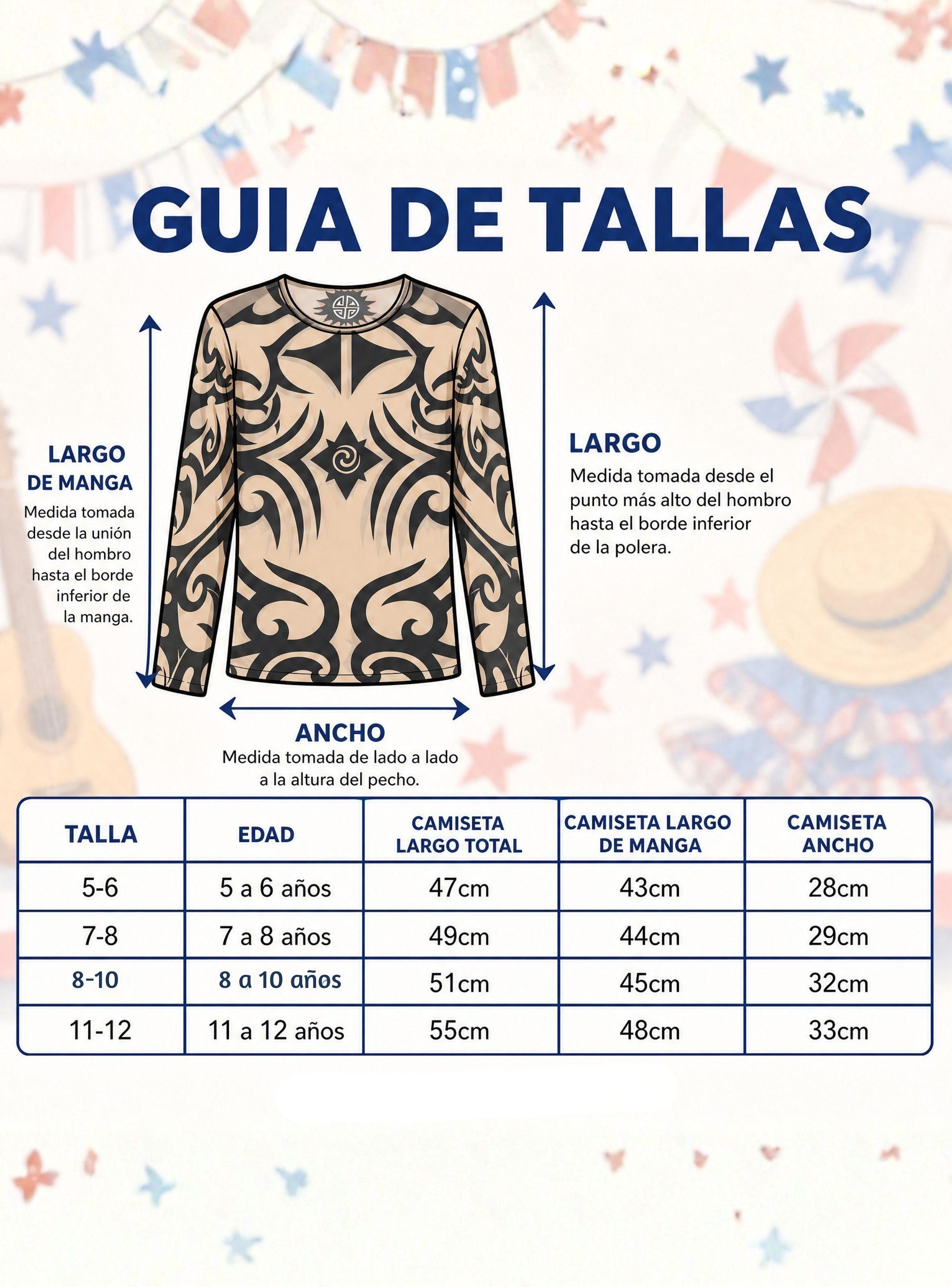 Pack 3 Poleras Tatuaje Falso Efecto Piel Niños Rapa Nui Baile Típico Pascuense-2