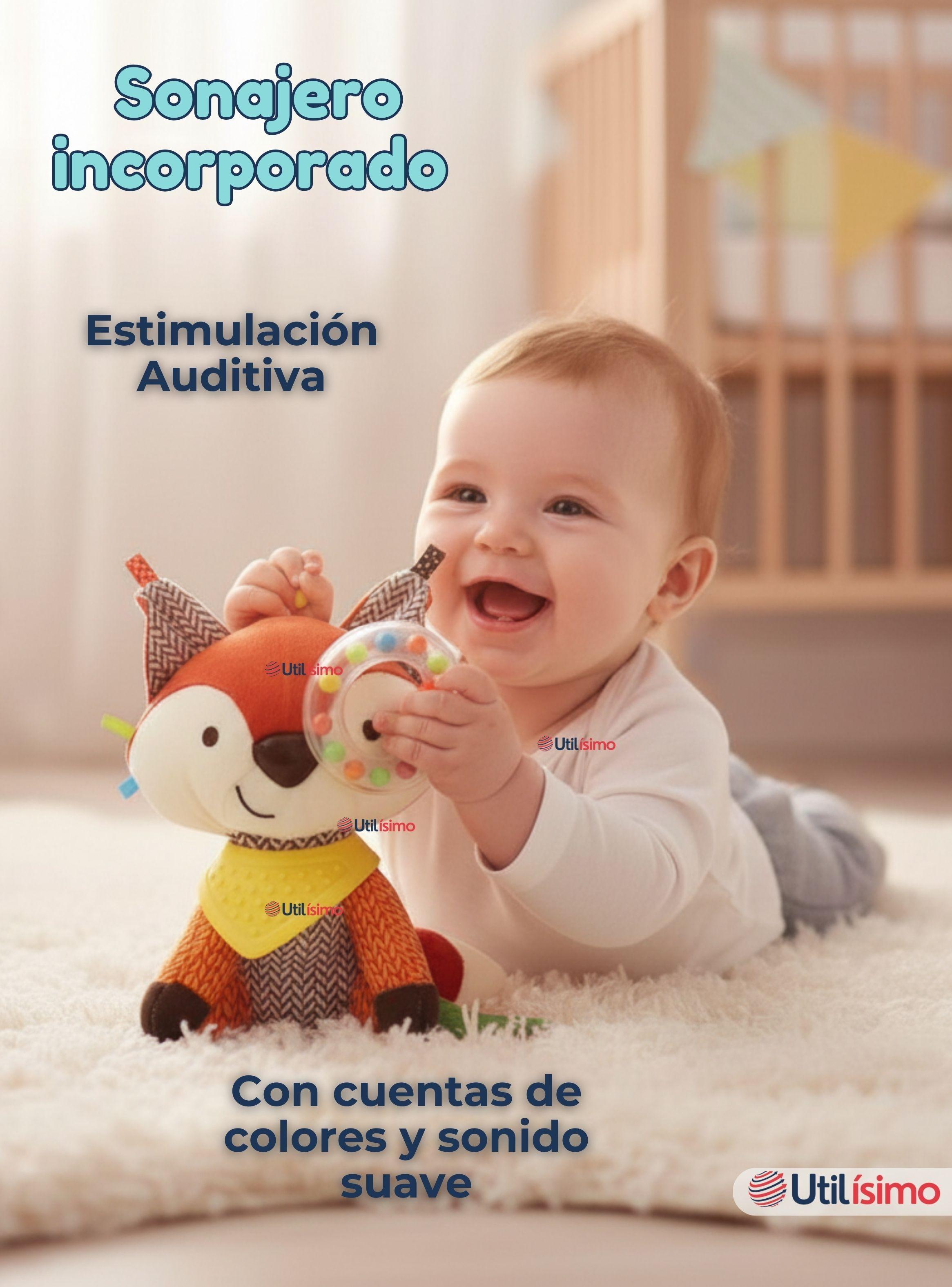 Juguete Peluche Animales Sensorial Con Mordedor Y Sonajero Diseño Zorrito para Niña Niño-5