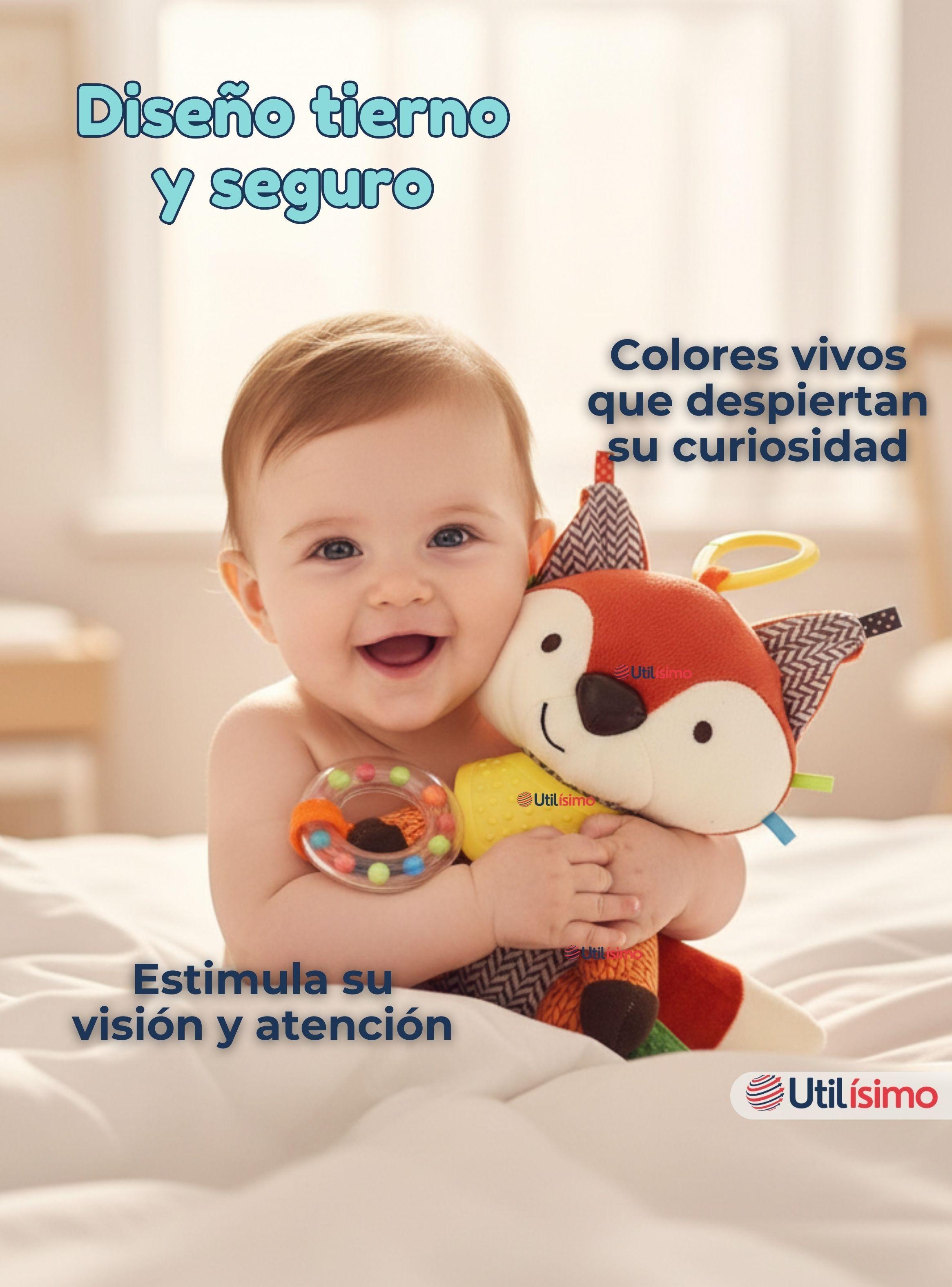 Juguete Peluche Animales Sensorial Con Mordedor Y Sonajero Diseño Zorrito para Niña Niño-7