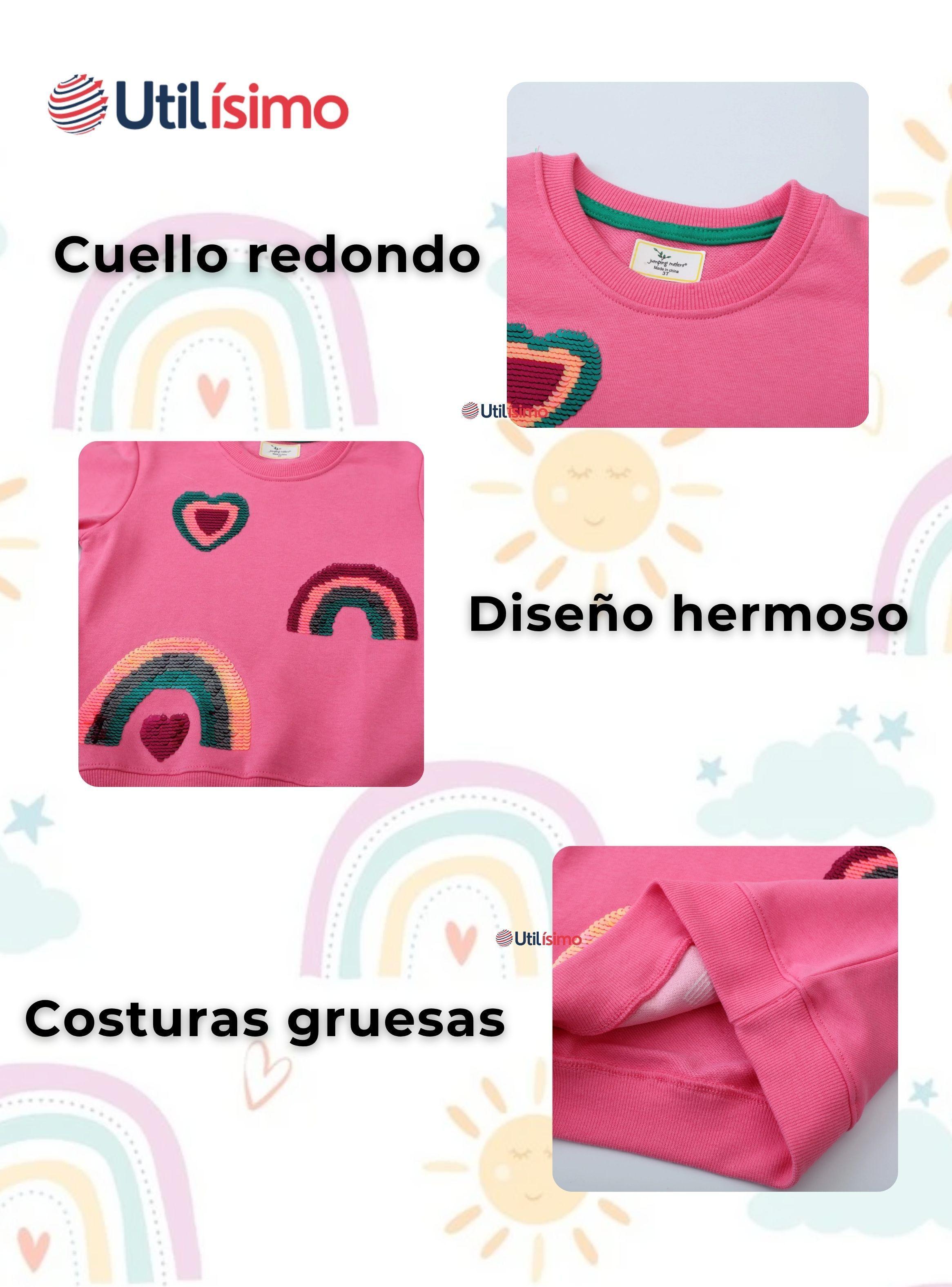 Polerón Algodón Cuello Redondo Niñas Fucsia Arcoiris-3