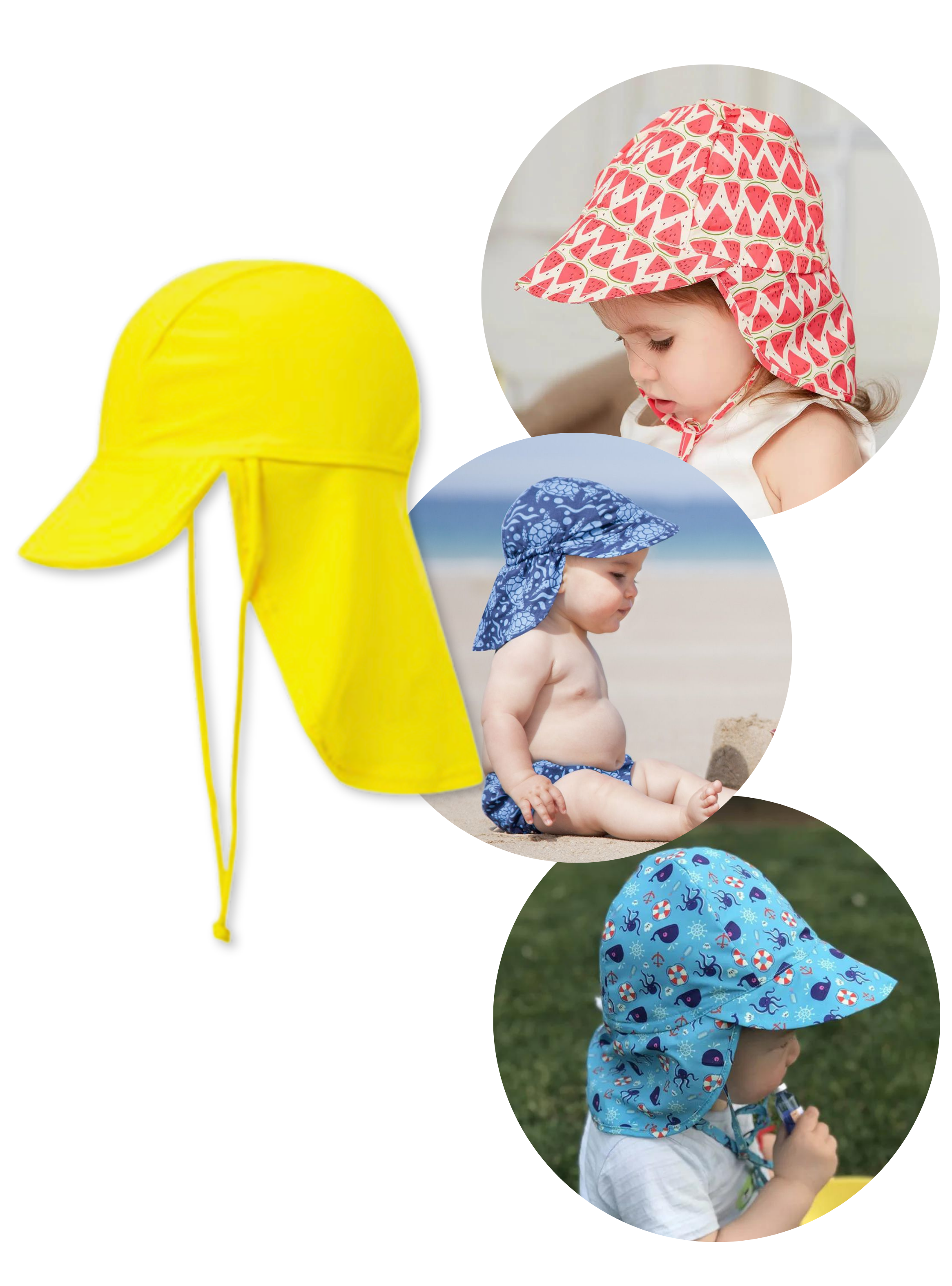 Gorro Largo Con Protección UV +50 Amarillo Niño Niña-0