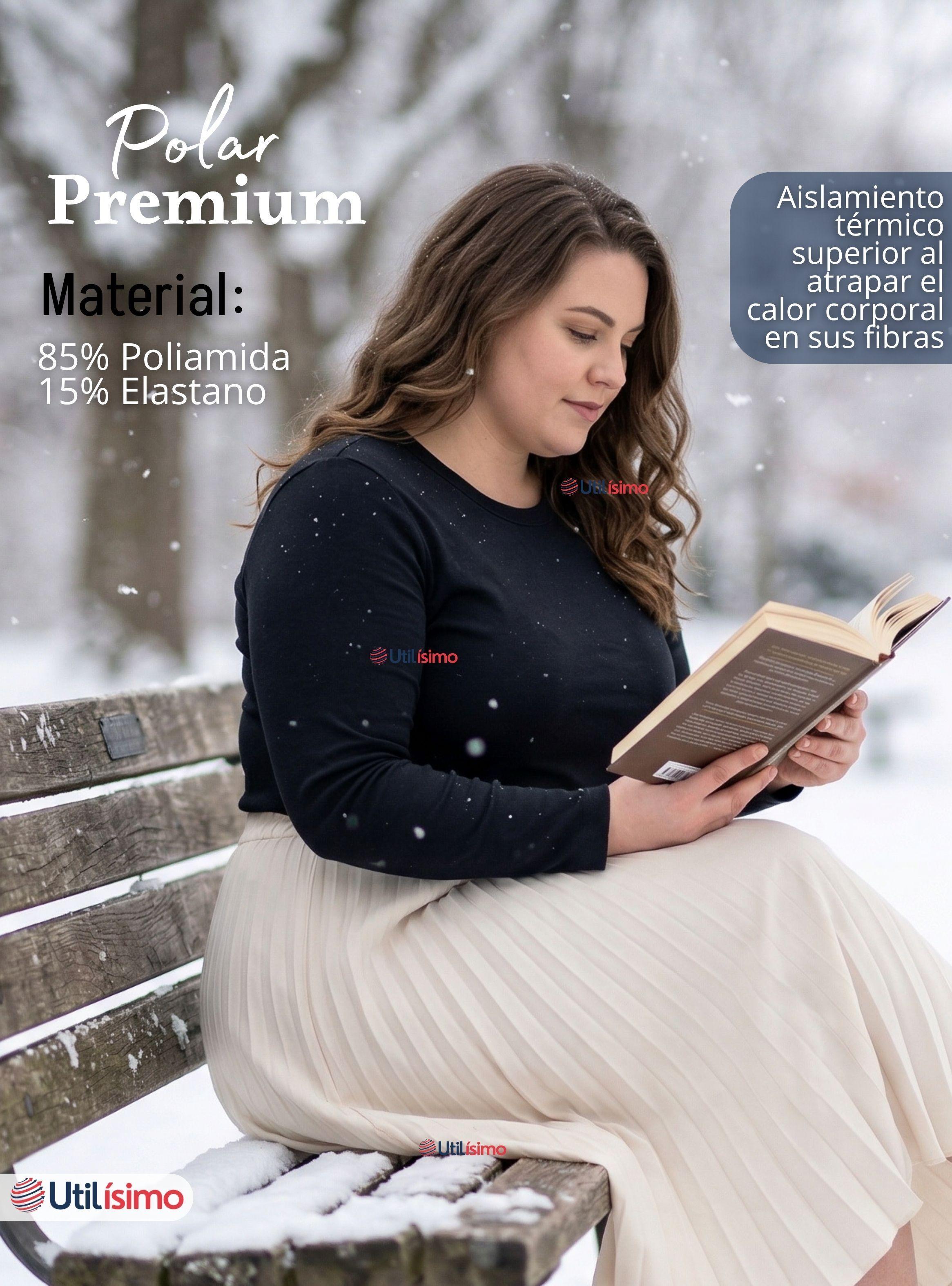 Camiseta Polera Polar Primera Capa Negro Manga Larga Mujer-5