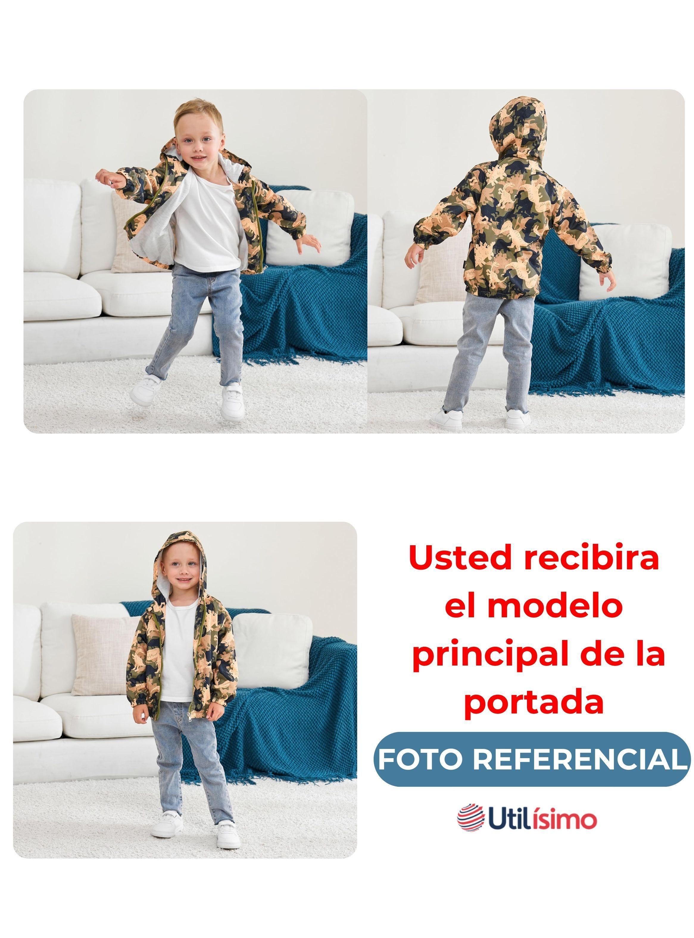 Cortaviento Impermeable Chaqueta Estampado Niño Y Bebé Jump Kids Blue Dinosaur-3