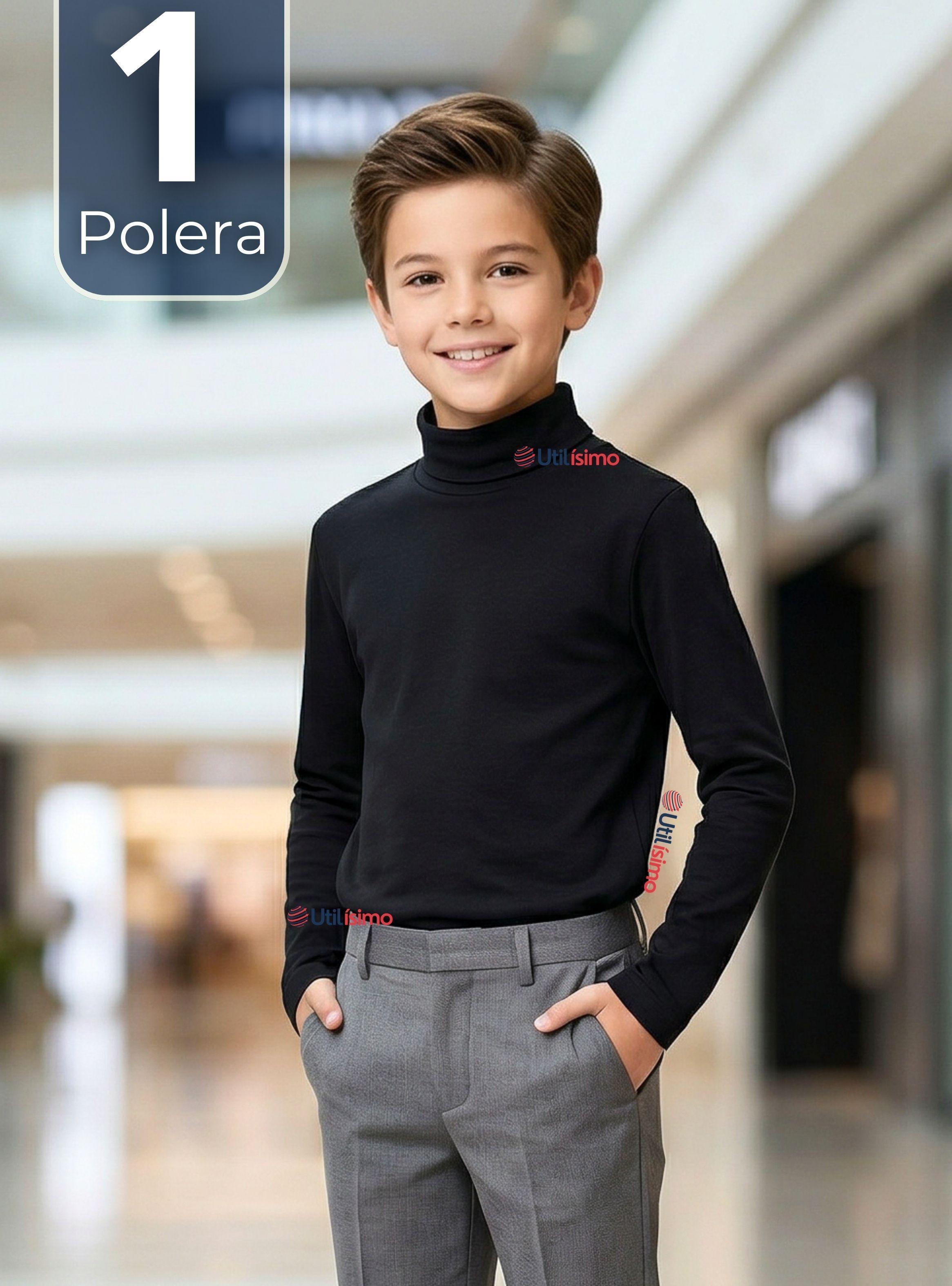 Polera Camiseta Polar Negra Primera Capa Beatle Manga Larga Niño-0