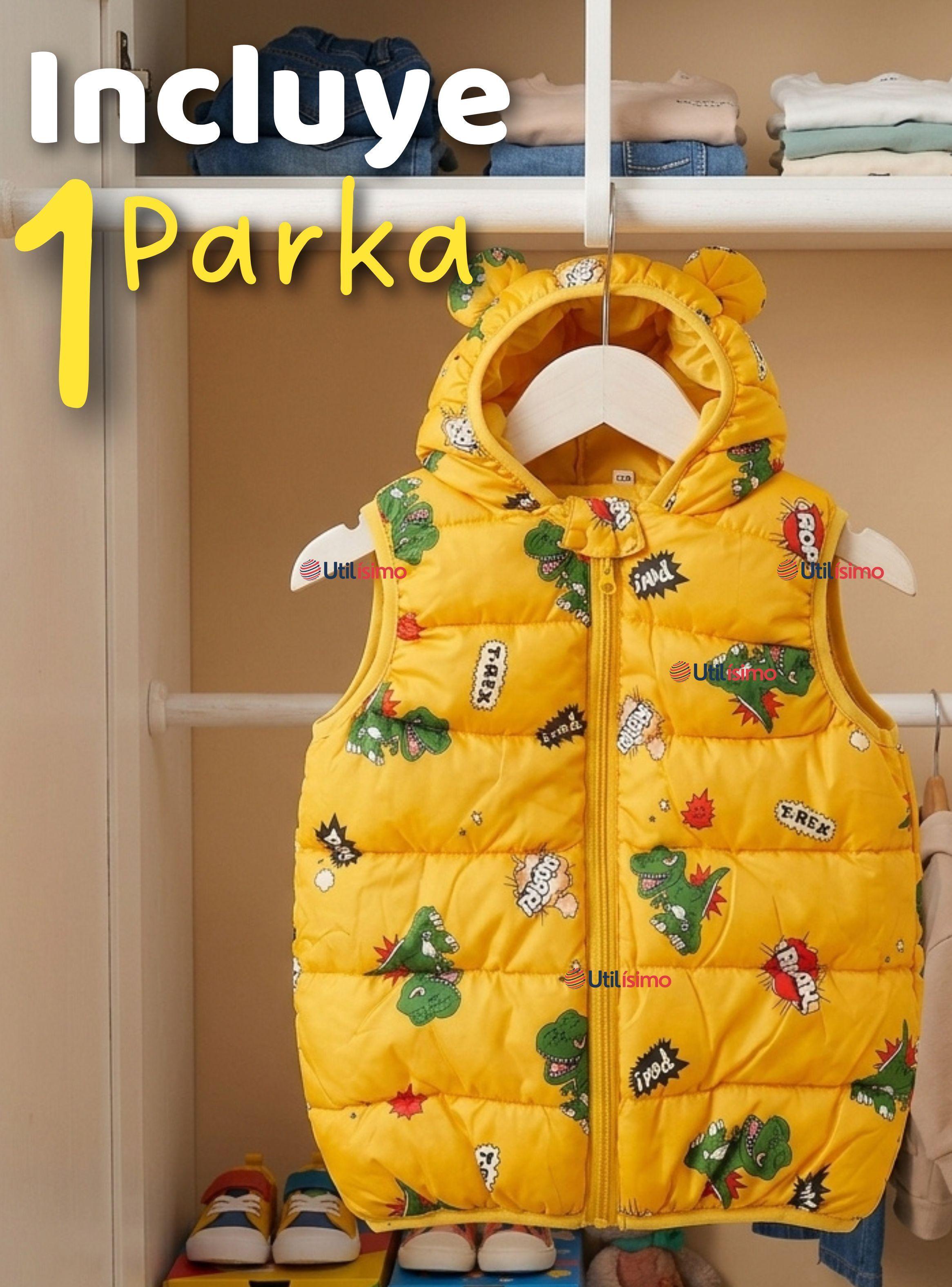 Parka Con Capucha Sin Manga Bebe Niño Infantil Dinosuairio Trex-2