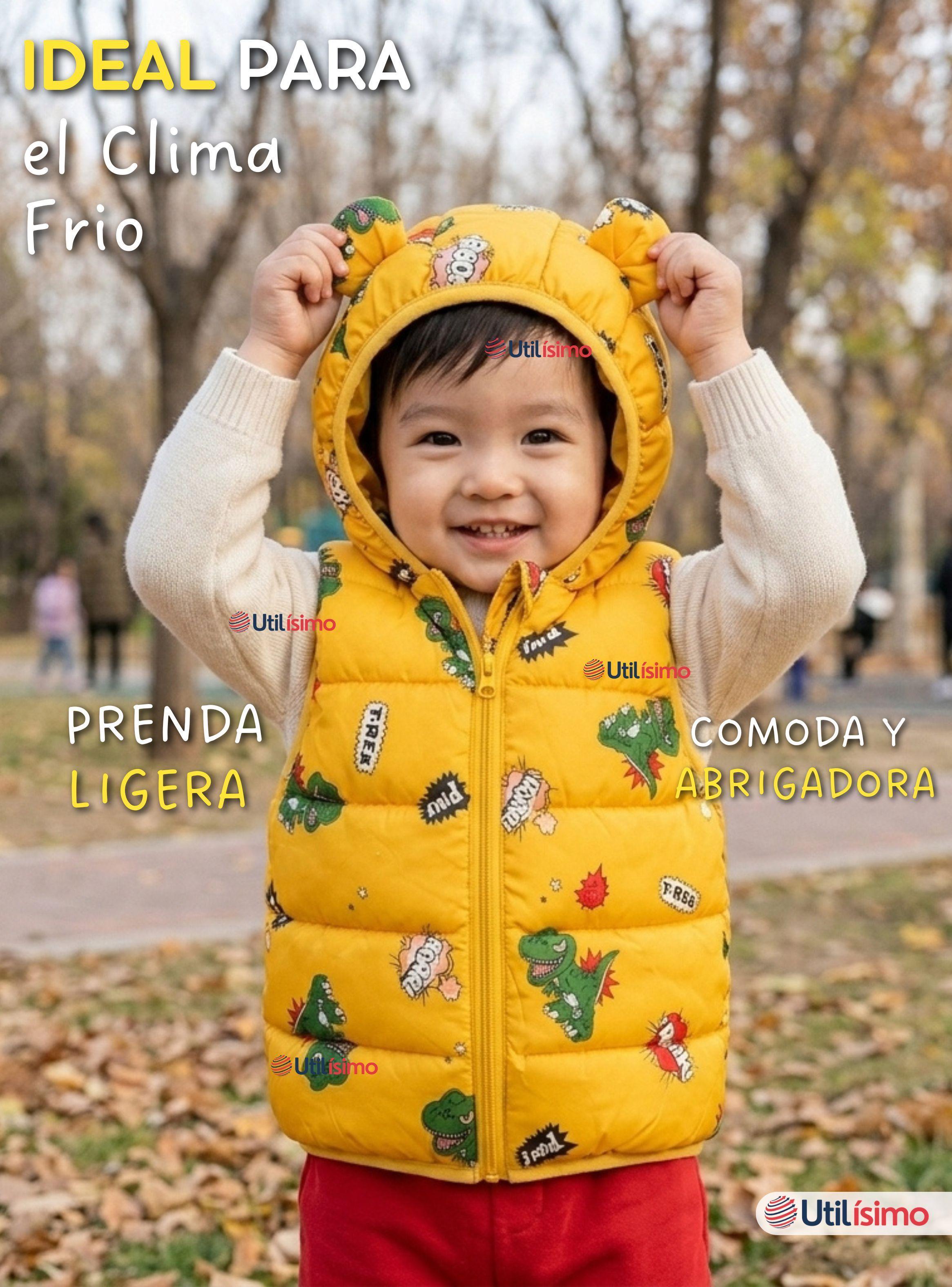 Parka Con Capucha Sin Manga Bebe Niño Infantil Dinosuairio Trex-7