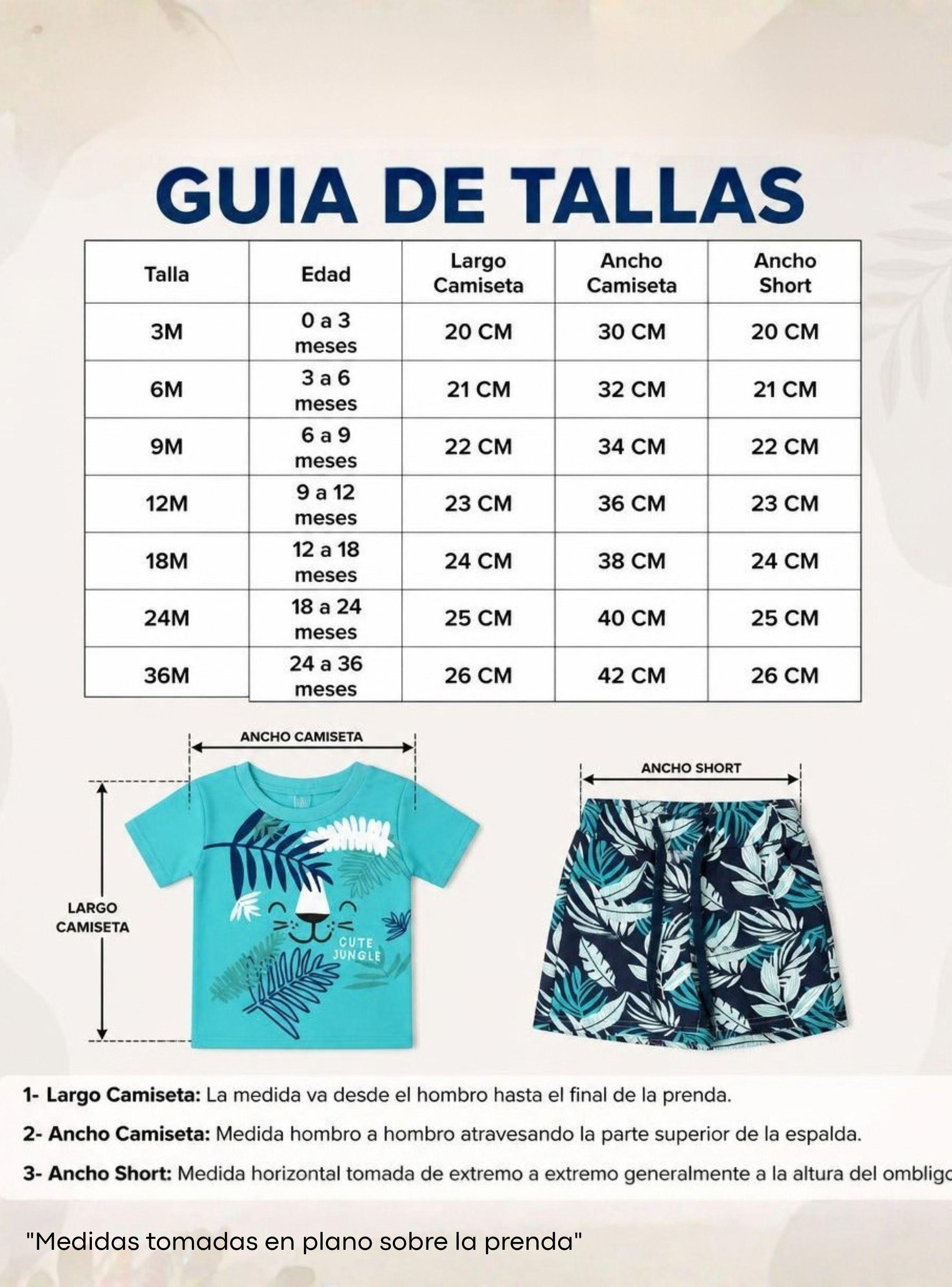 Conjunto 2 Piezas Camiseta y Short 100% Algodón Bebé Niño Tropical Blue Tedmimak-2