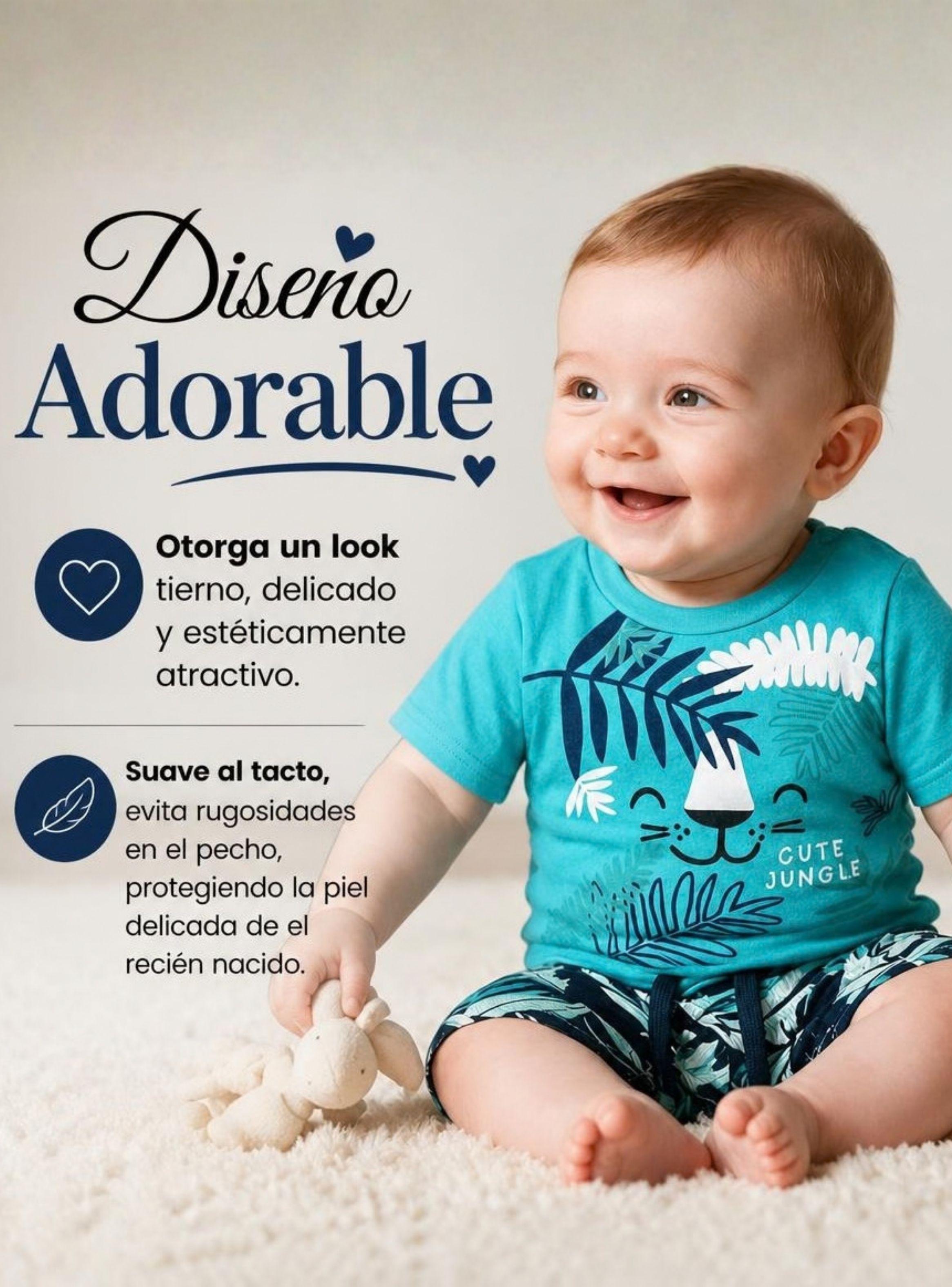 Conjunto 2 Piezas Camiseta y Short 100% Algodón Bebé Niño Tropical Blue Tedmimak-5