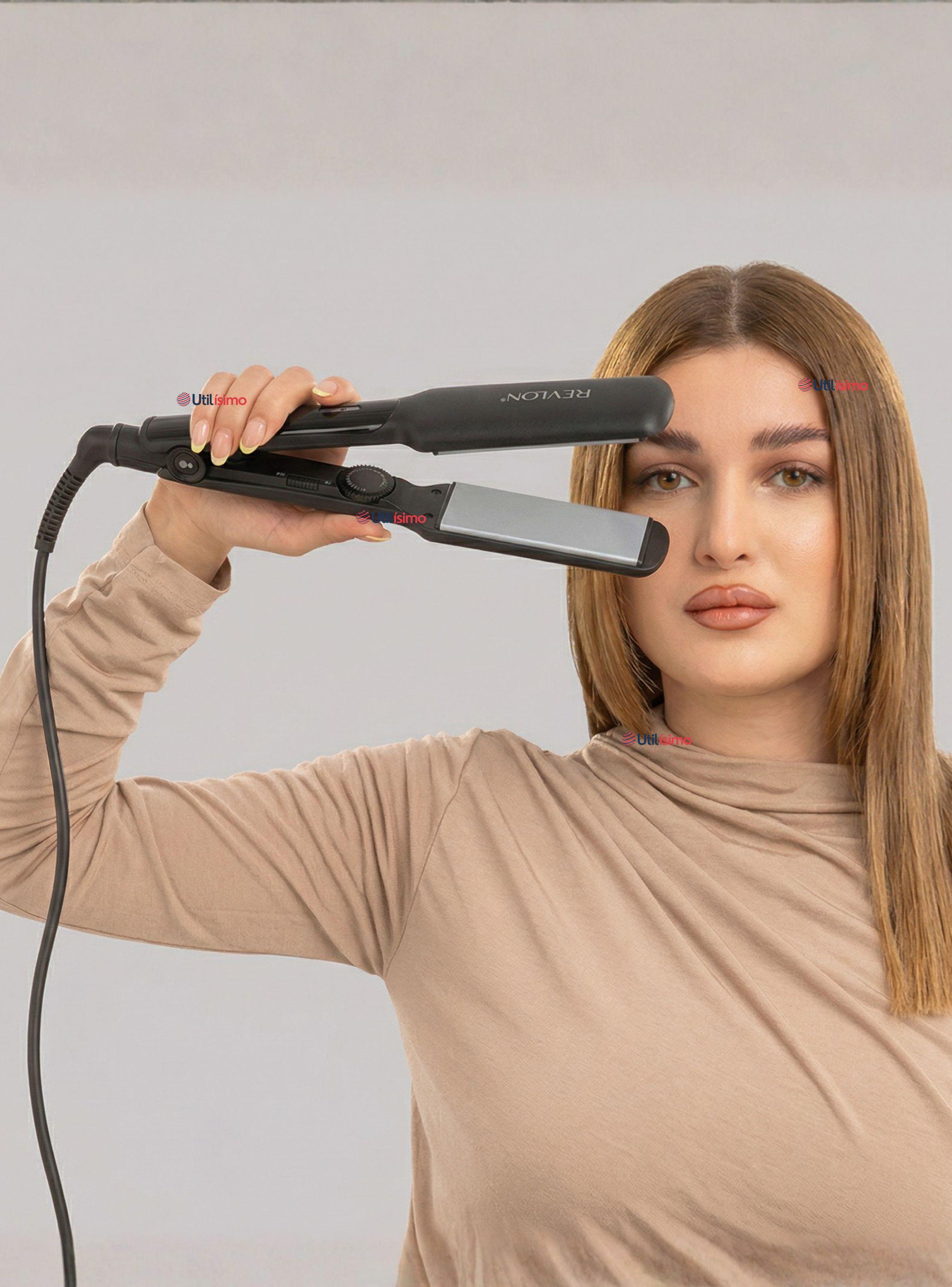 Plancha Alisadora De Cabello Revlon Placas De Cerámica Alaciadora Negra-0