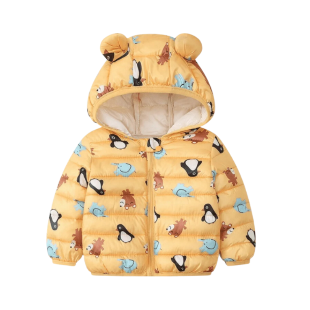 Parka Con Capucha Y Mangas Larga Niña Amarillo Pinguinos Jump Kids-0