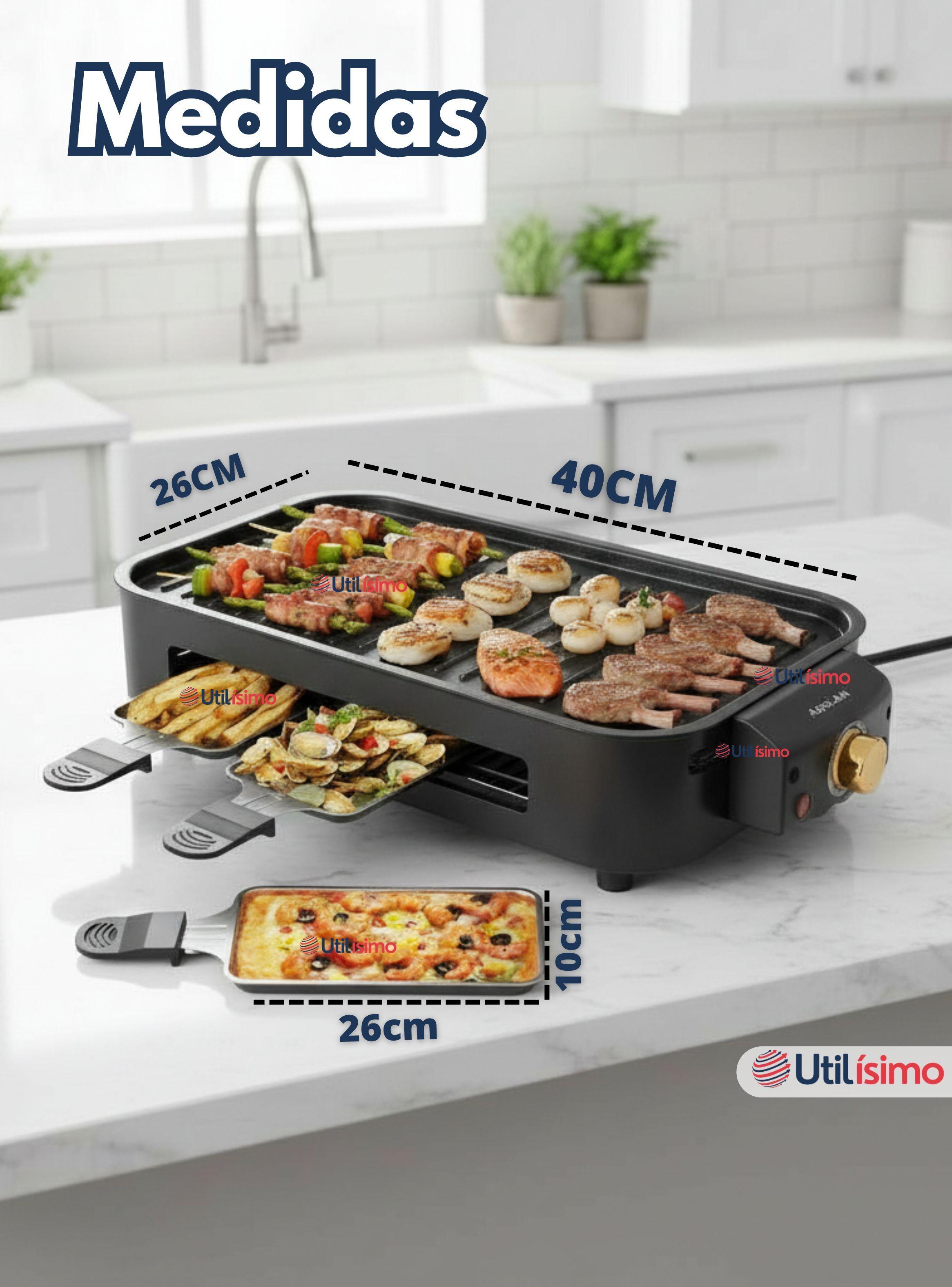 Parrilla Eléctrica de mesa Raclette 2 En 1 Sin Humo 1500w de Potencia Negra-3