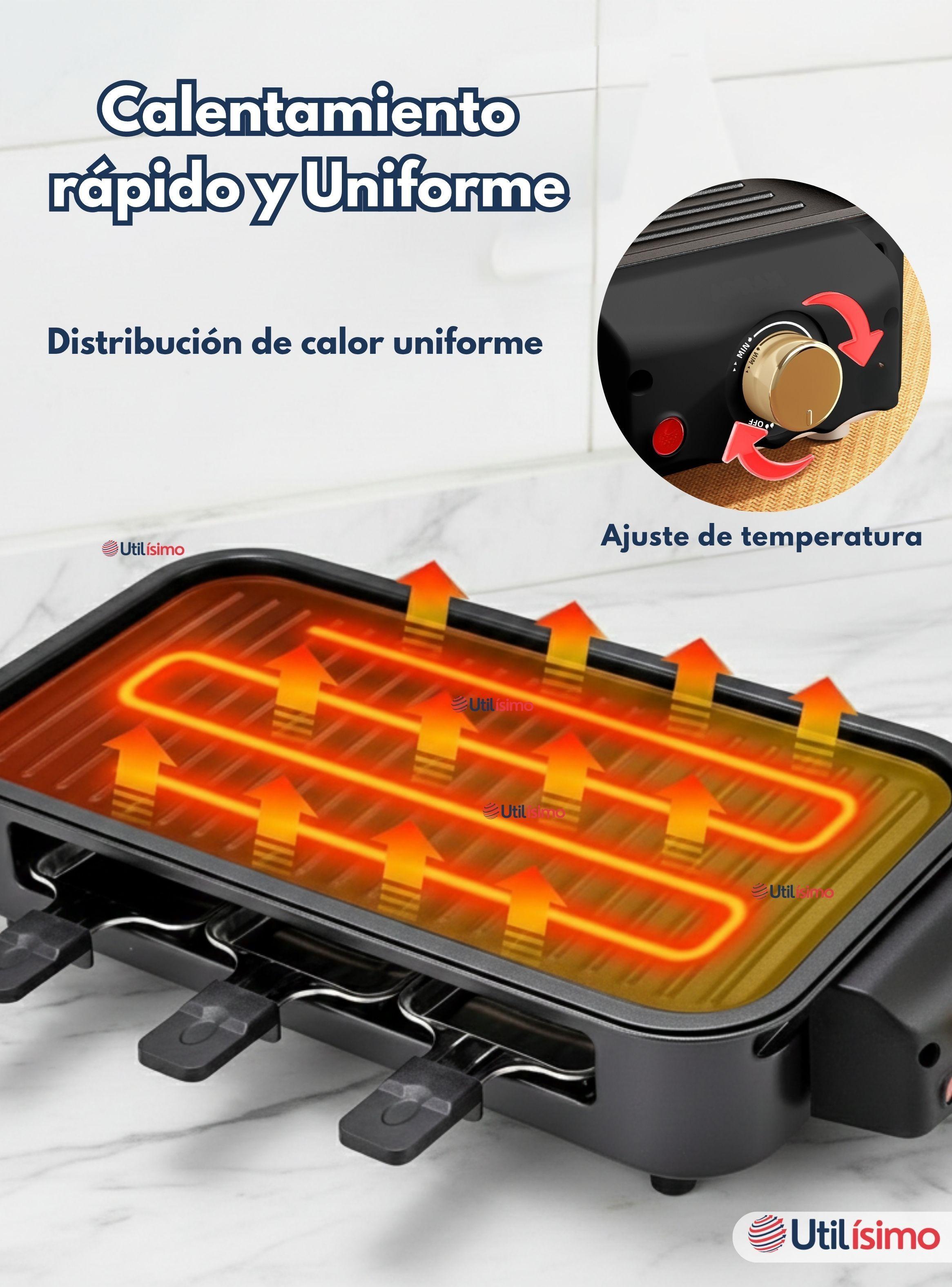 Parrilla Eléctrica de mesa Raclette 2 En 1 Sin Humo 1500w de Potencia Negra-6