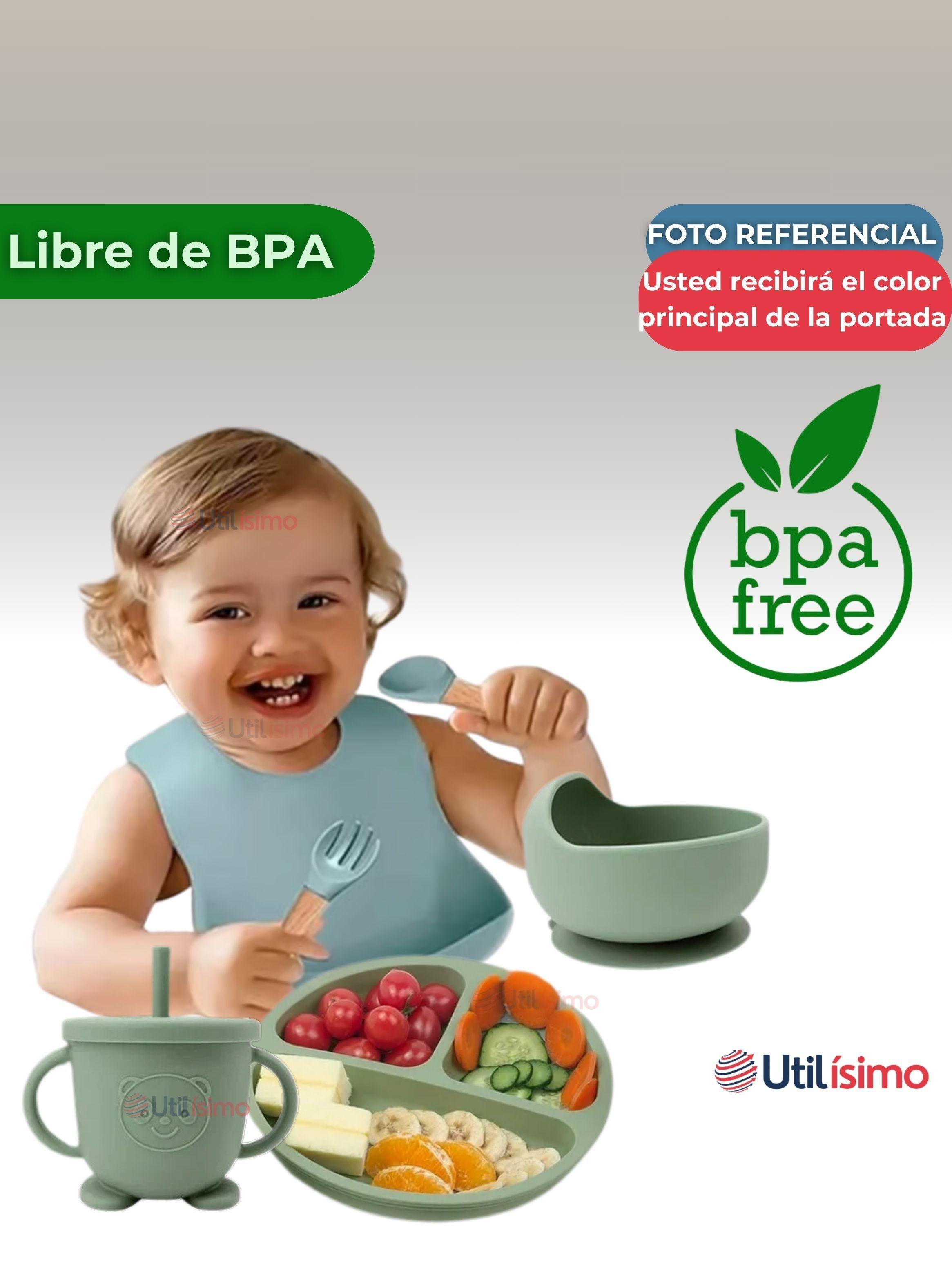 Set De Alimentación Bebé Silicona 6 Piezas Libre BPA Beige-2