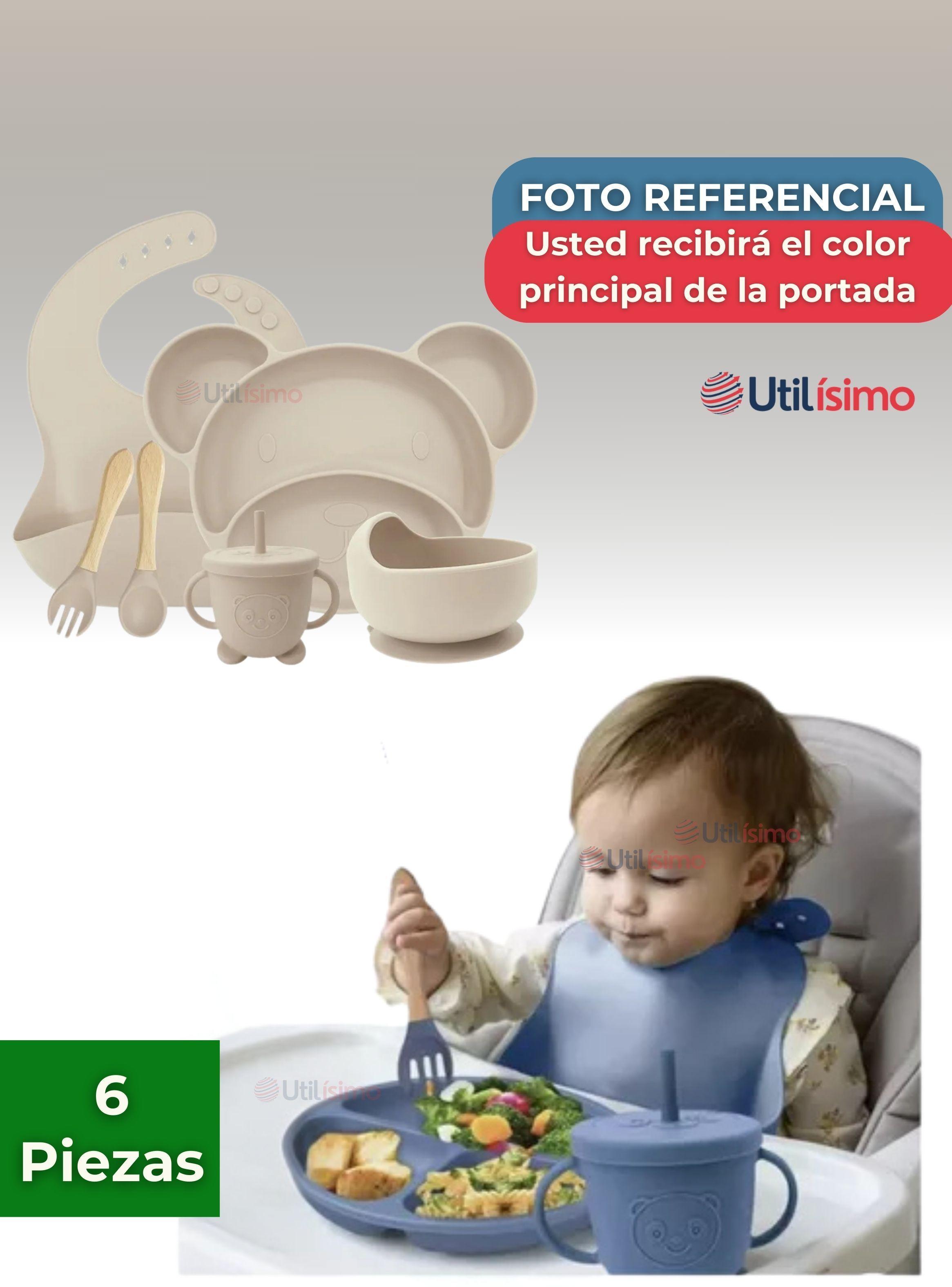 Set De Alimentación Bebé Silicona 6 Piezas Libre BPA Beige-5