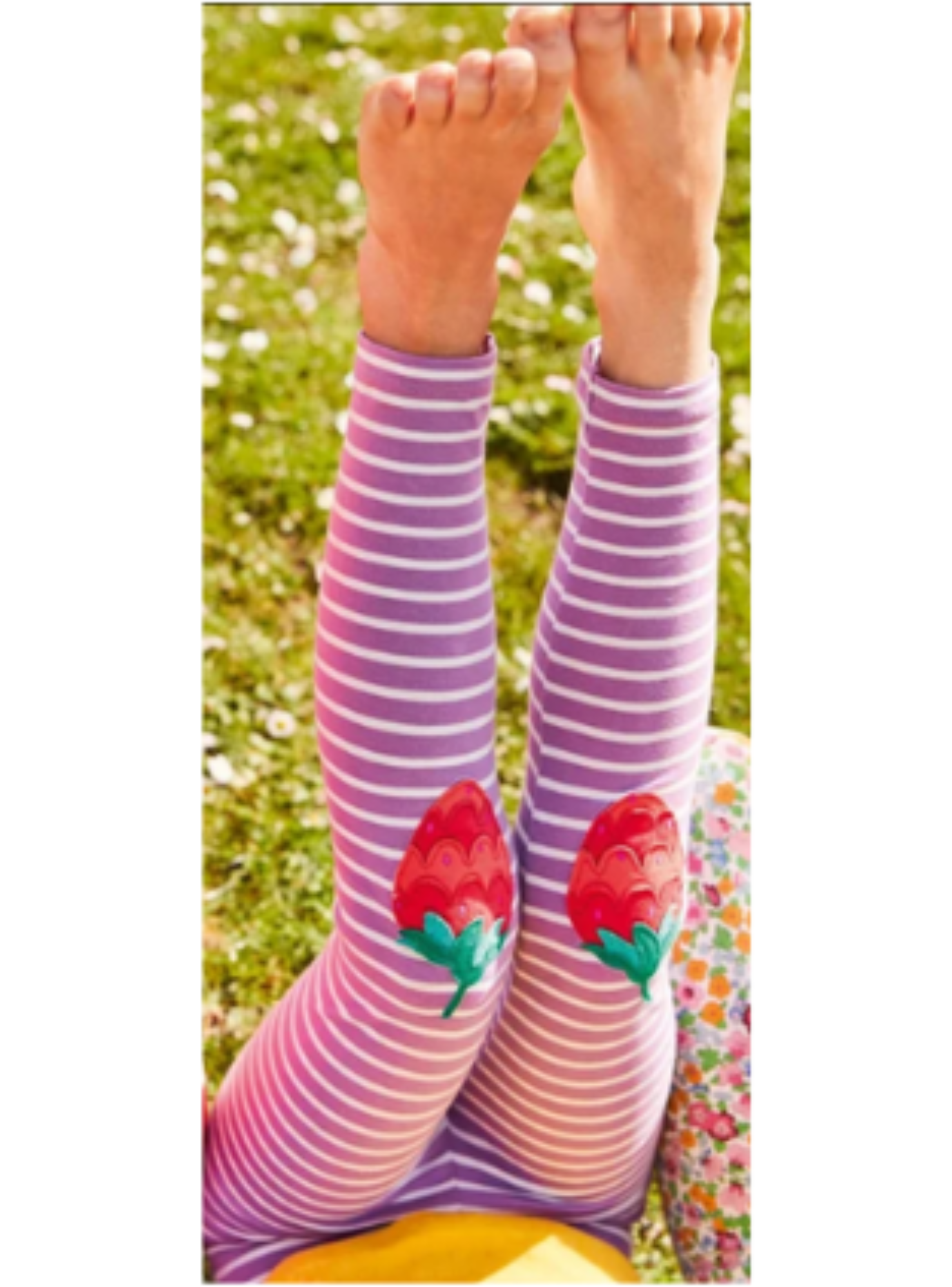 Calzas Niña Fresas Morado Con Rayas Blancas Jump Kids 100% Algodón-3
