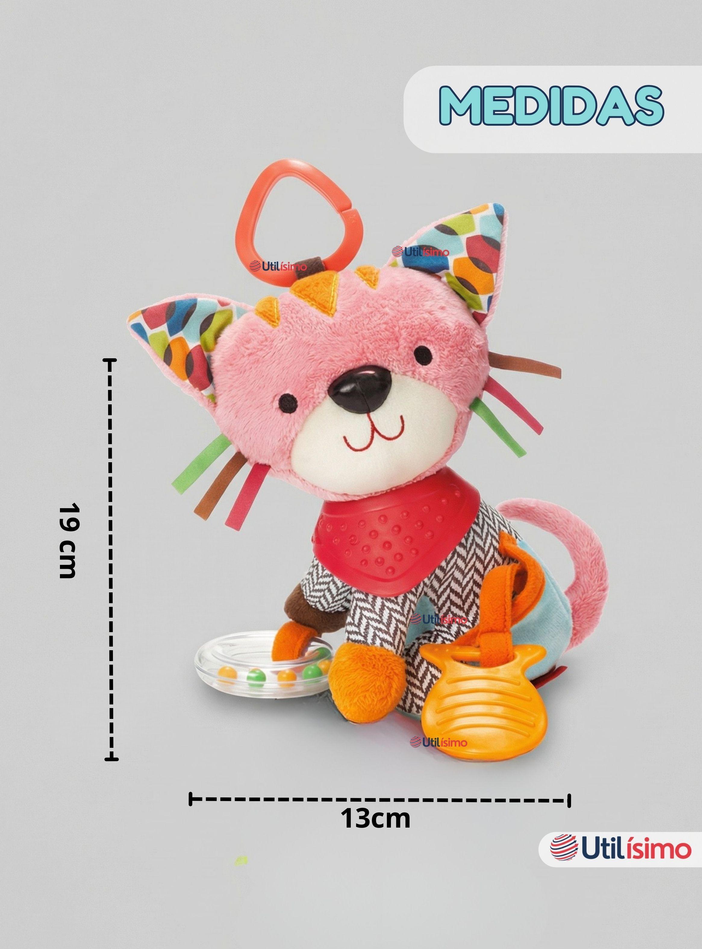 Juguete Peluche Animales Sensorial Con Mordedor Y Sonajero Diseño Gatico Niña y Niño-3