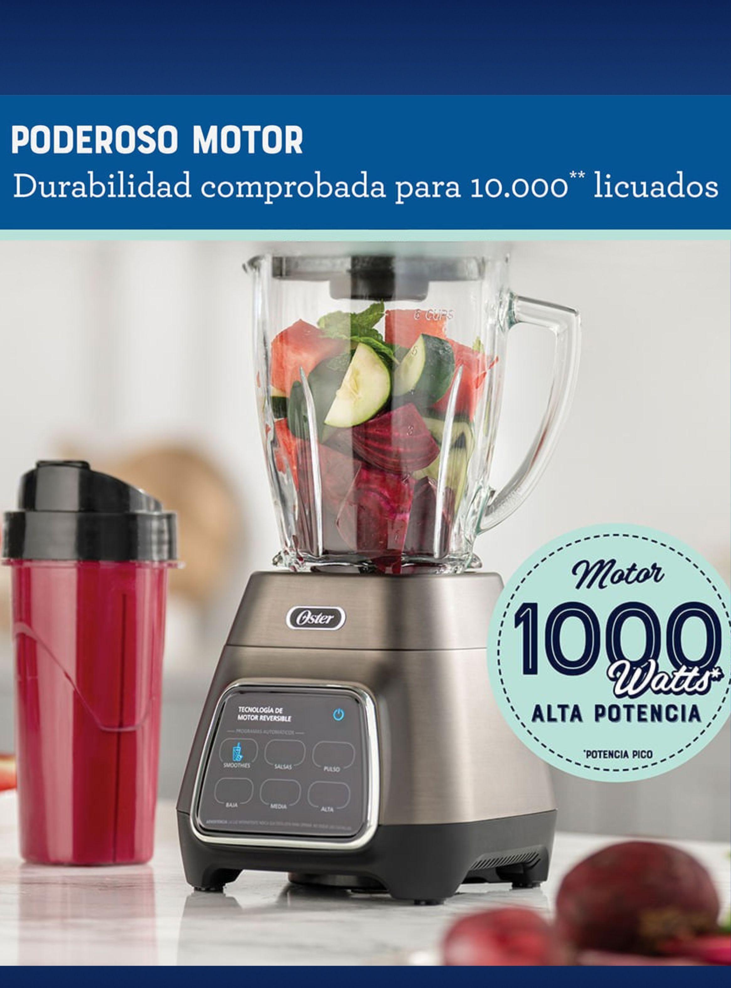Licuadora Oster® programas automáticos con tecnología reversible,vaso BLend-N-Go BLSTPYG1312XBG-6