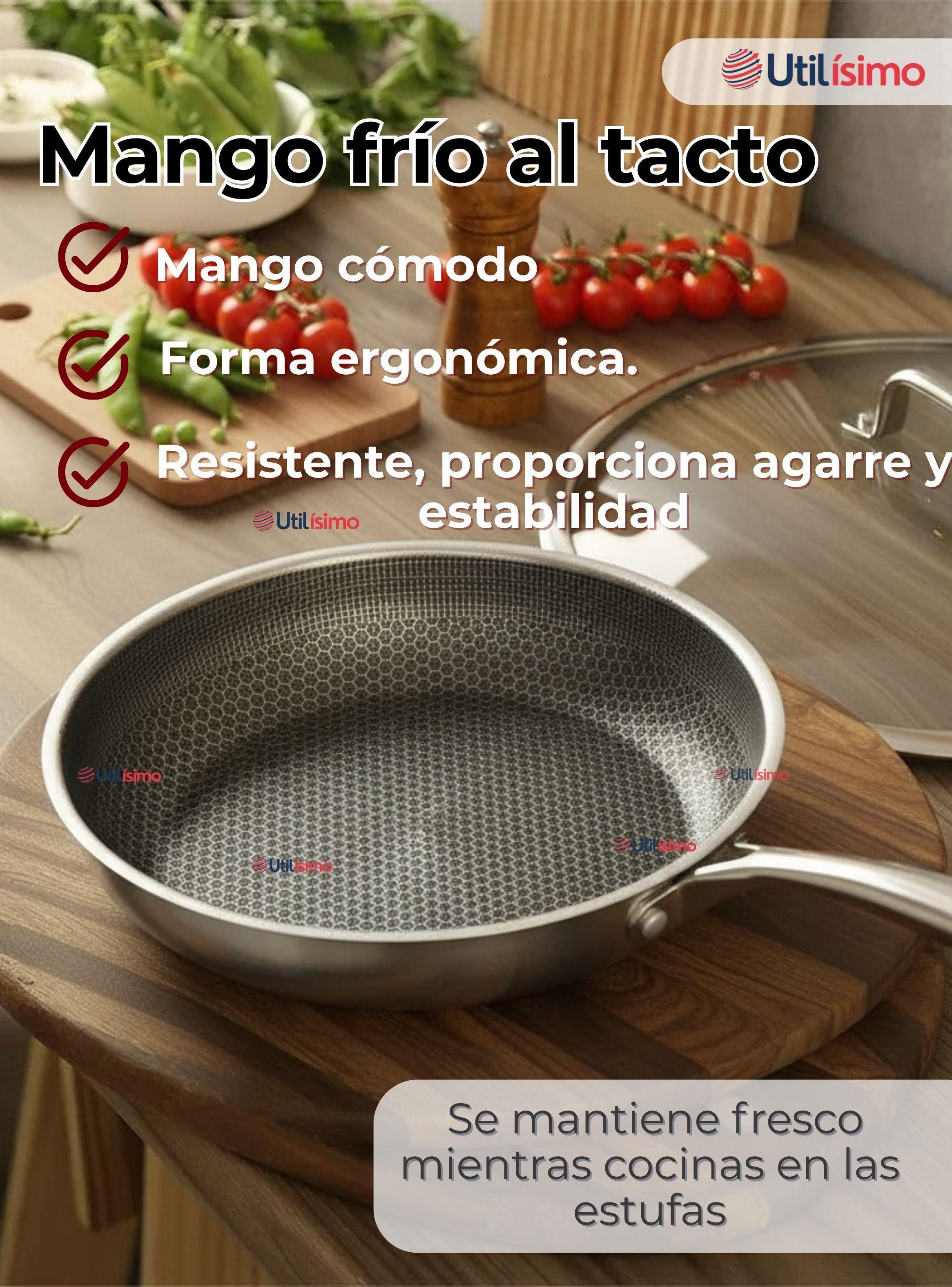 Sartén Acero Inoxidable Antiadherente 28cm Para Freír Saltear-6