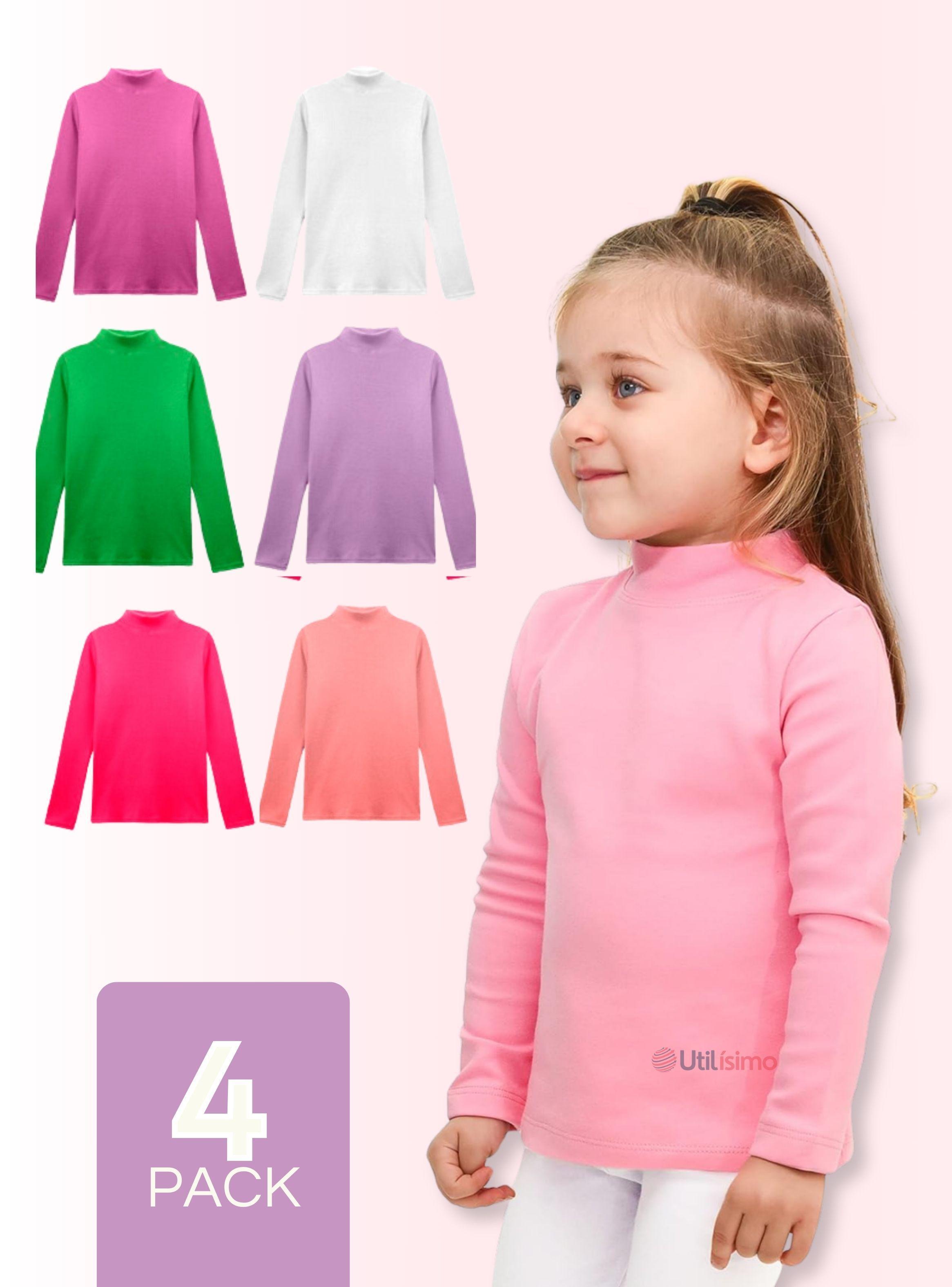 Pack 4 Camiseta Polera Polar Cuello Alto Niña Primera Capa-0