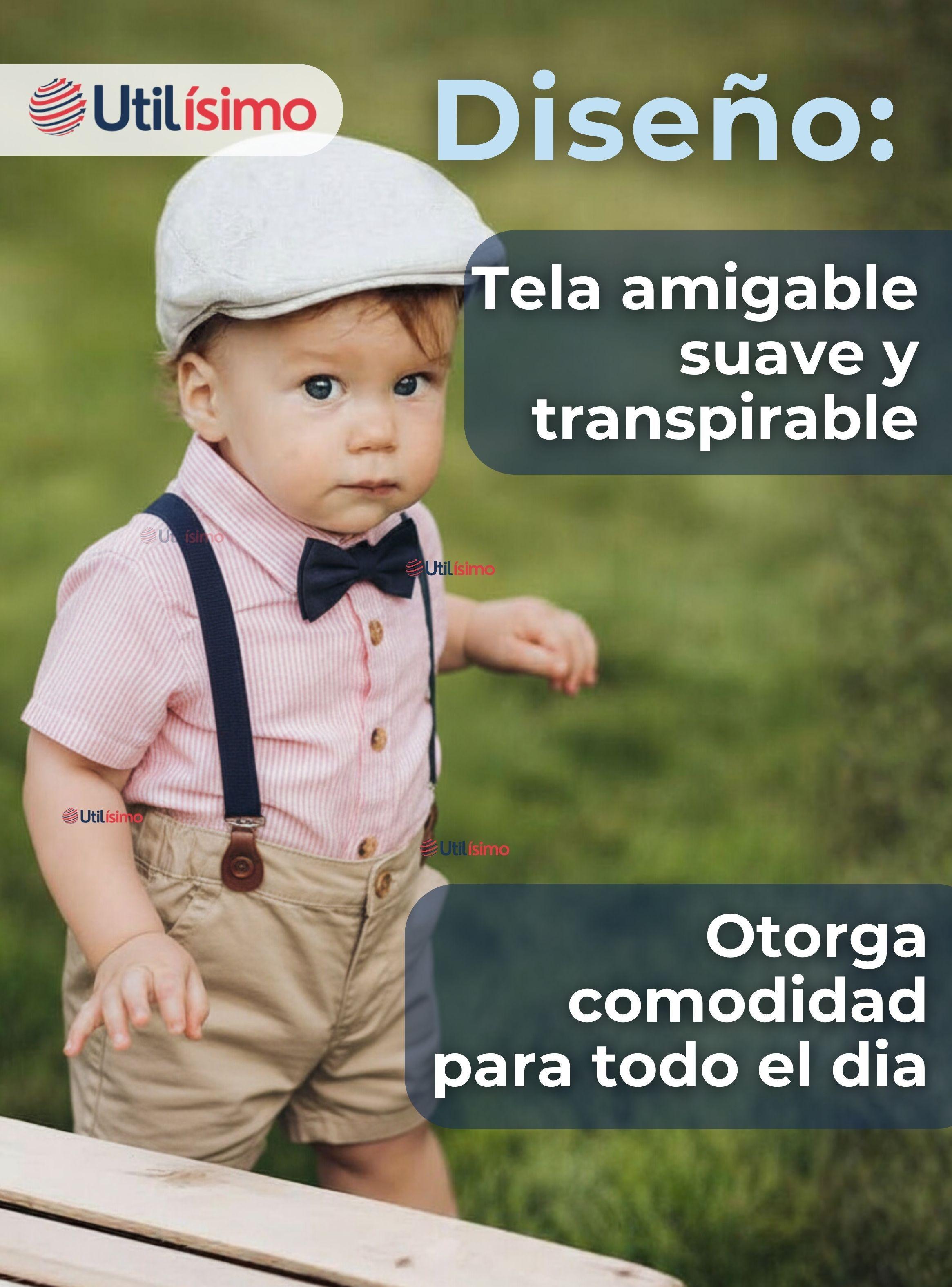 Conjunto de Vestir con Tirantes Camisa Color Rosado Pantalón Corto Algodón Bebe y Niño-2