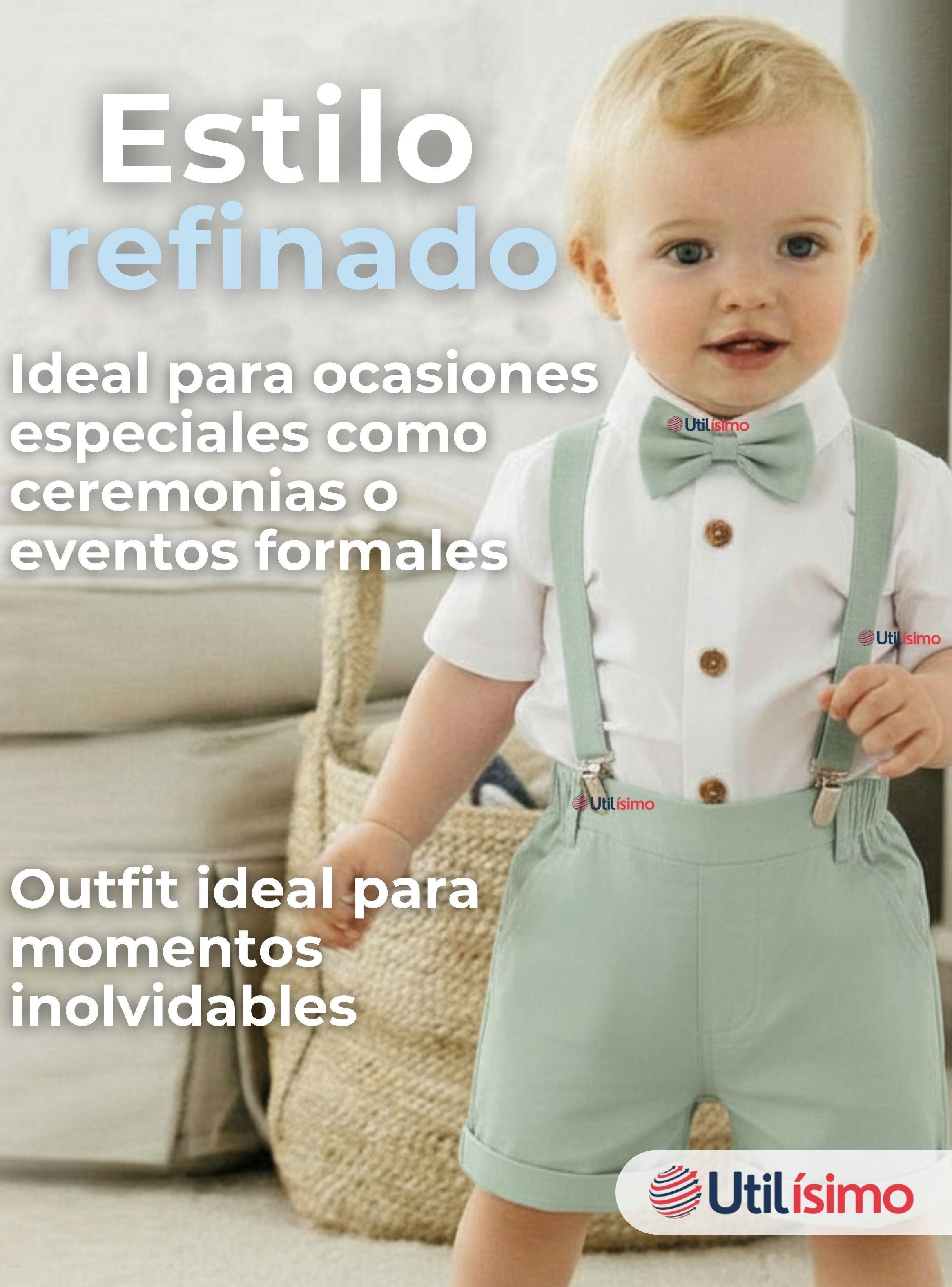 Conjunto de Vestir con Tirantes Camisa blanca Pantalón Corto de Algodón Niño -2