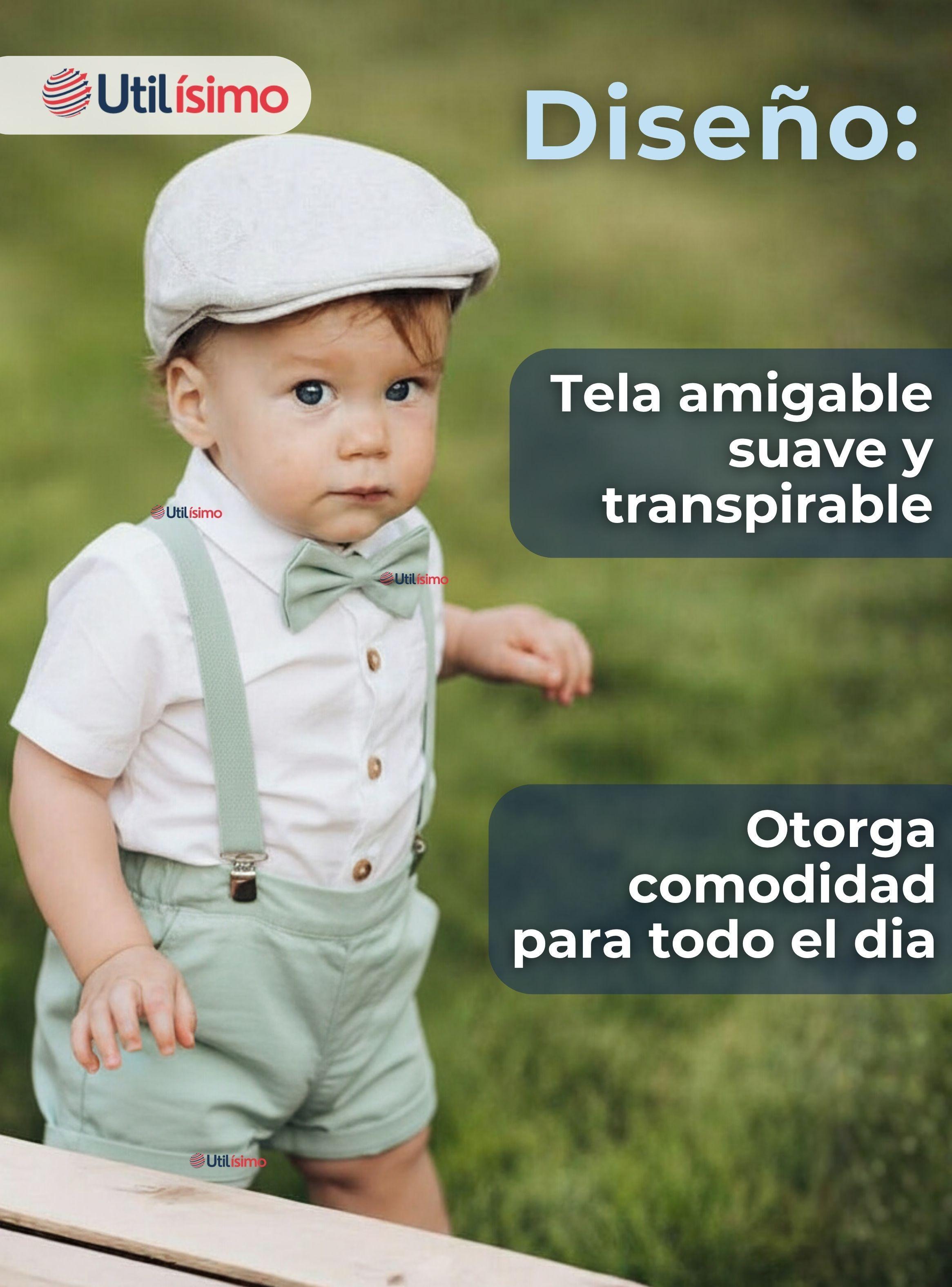 Conjunto de Vestir con Tirantes Camisa blanca Pantalón Corto de Algodón Niño -3