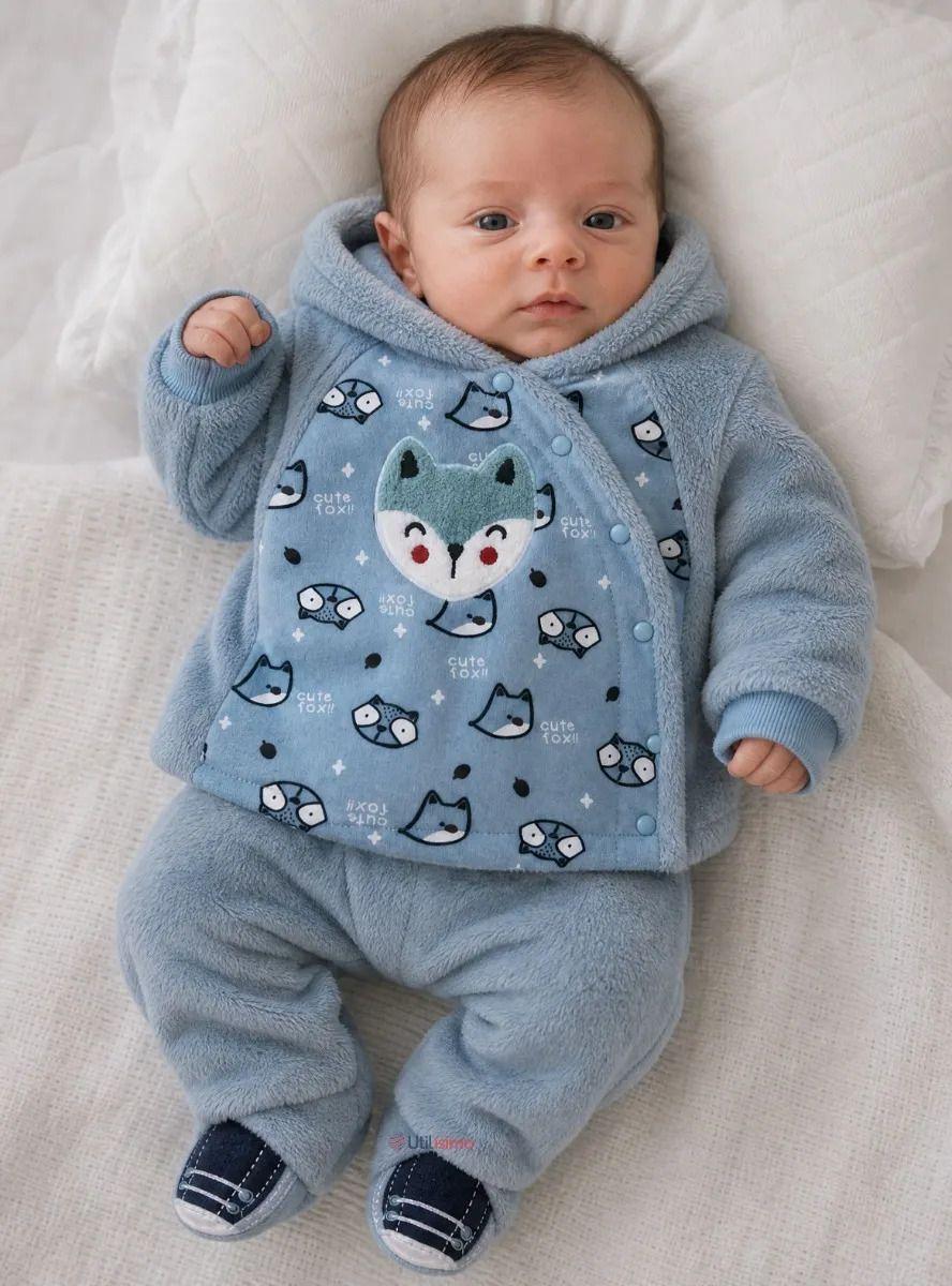 Conjunto Buzo Polerón Con Capucha Térmico Algodón 2 Piezas Bebé Niño-0