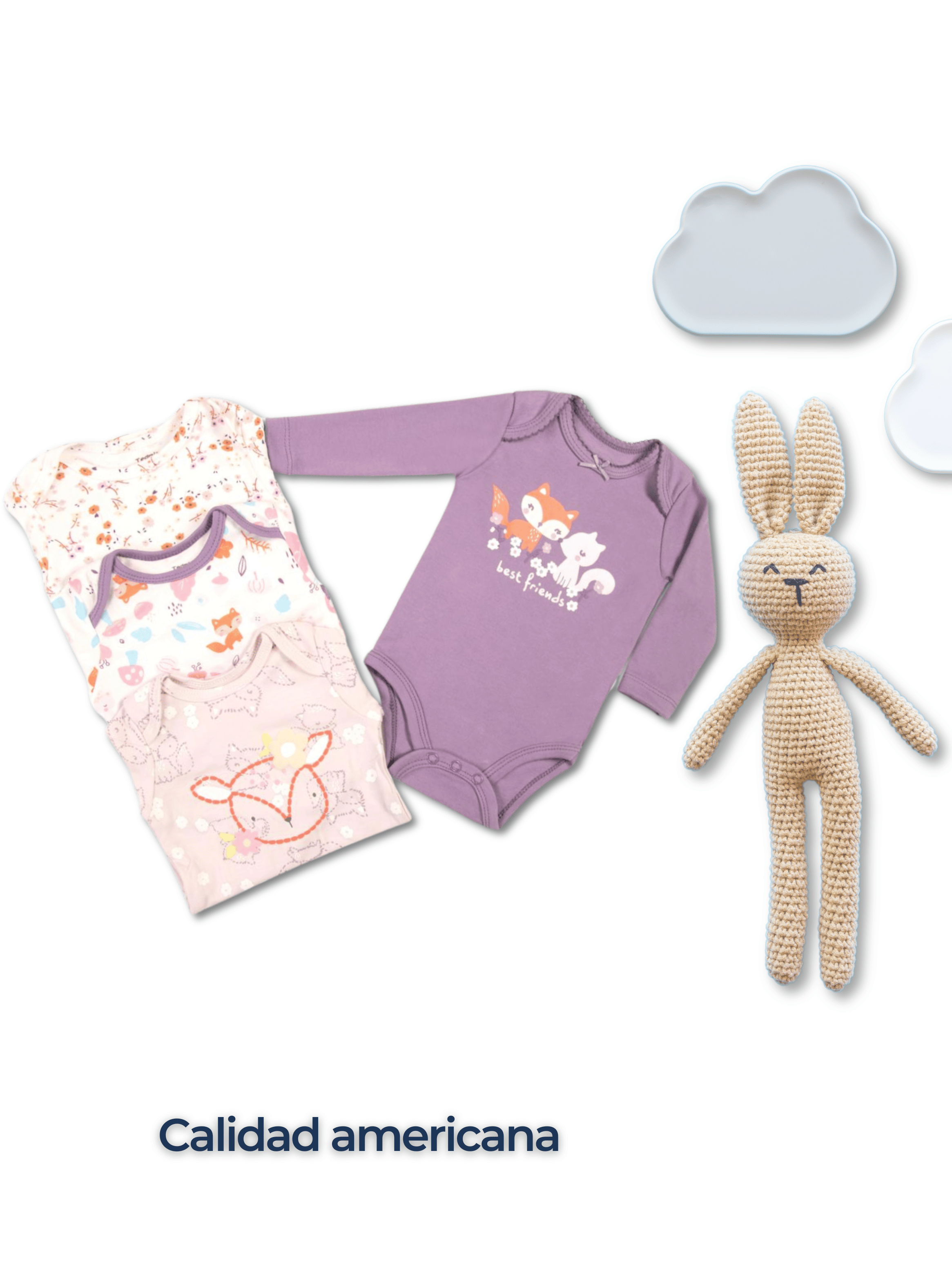 Pack 4 Bodys Bebé Niña Manga Larga 100% Algodón Zorritos Purple-5
