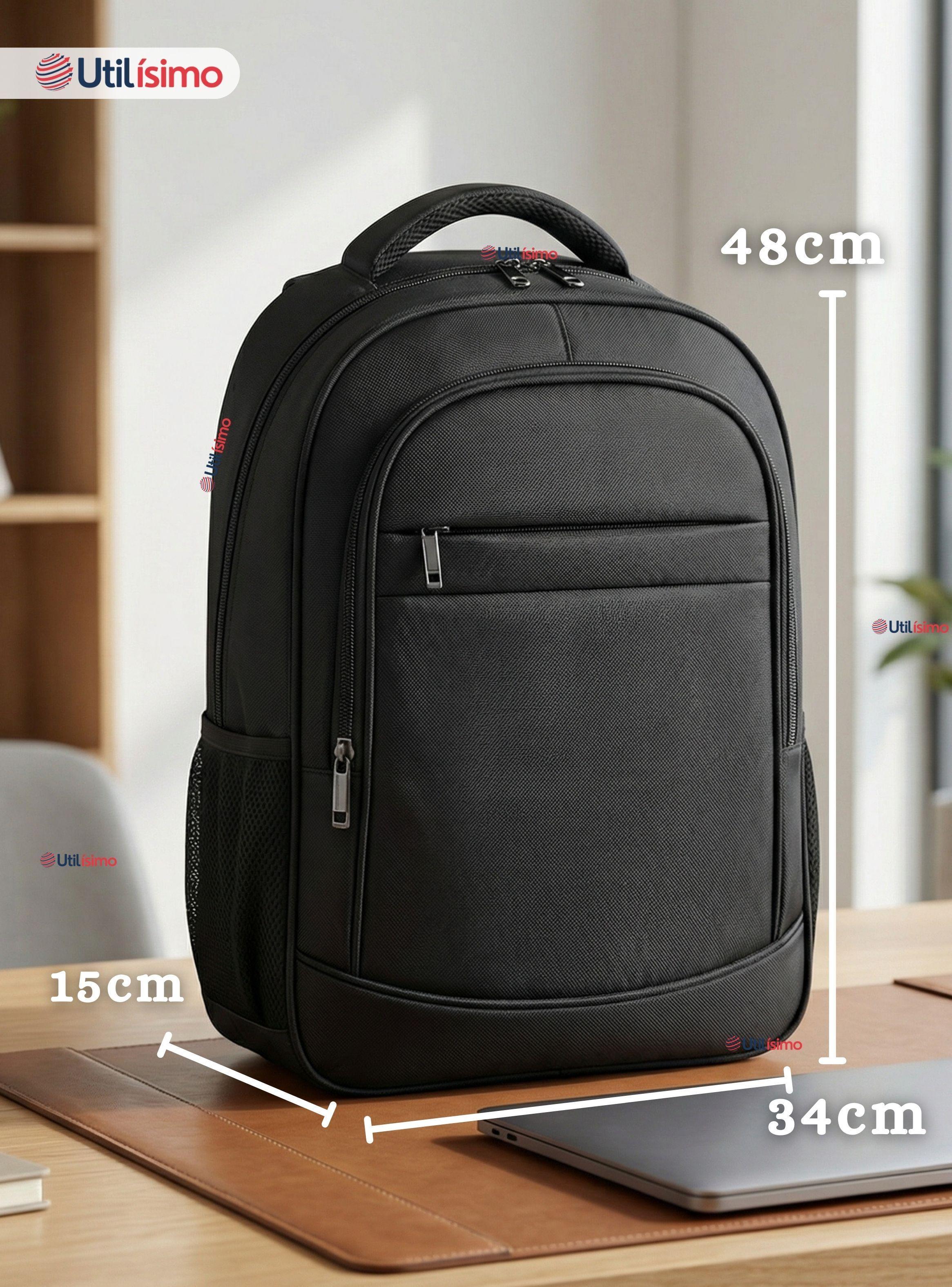 Mochila Multifuncional Escolar Ejecutiva Viaje Notebook Impermeable Resistente 48cm Negro 25L-2