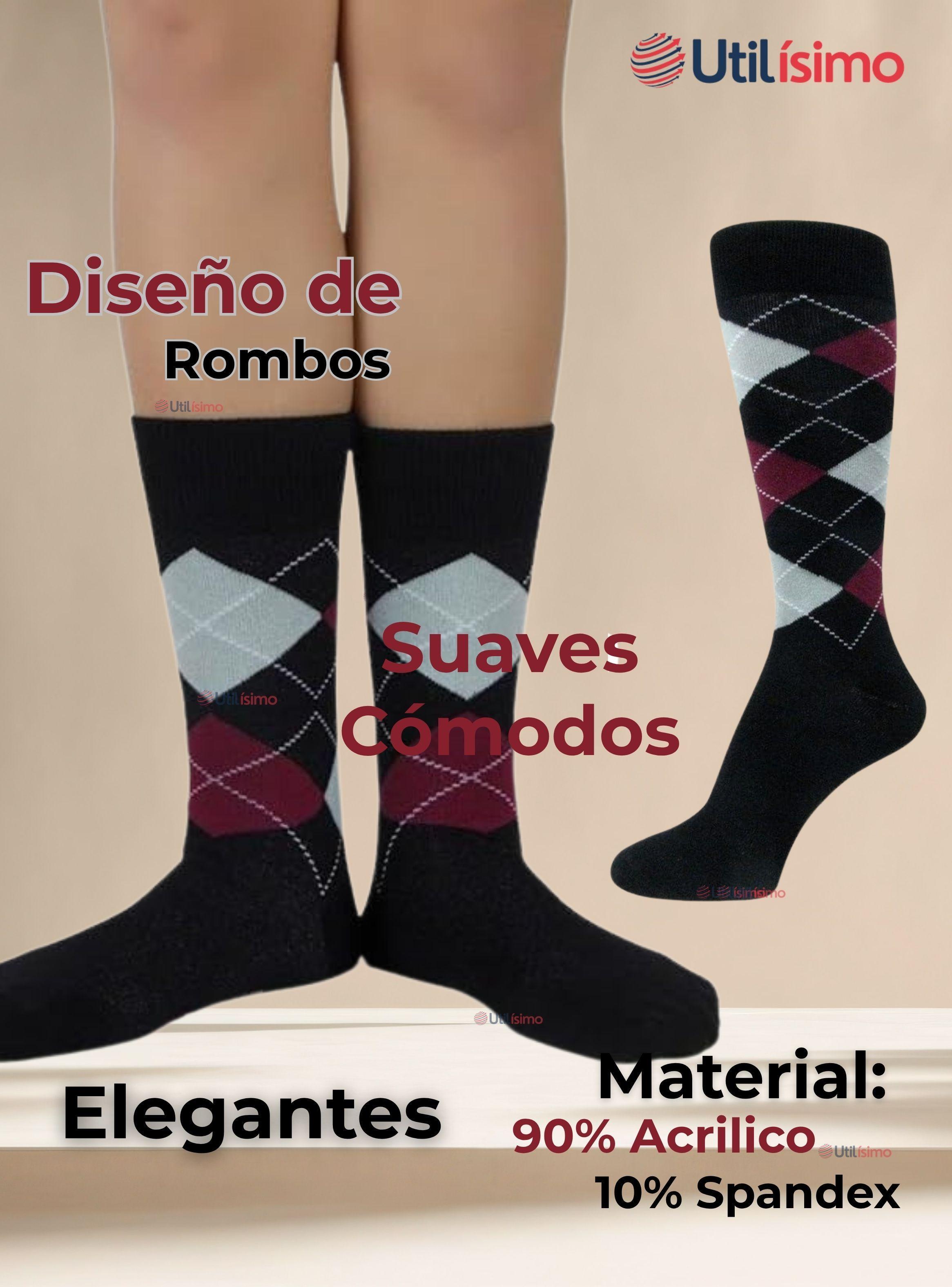Pack 6 Pares Calcetines Acrílico de Vestir Hombre Rombos Surtidos-3