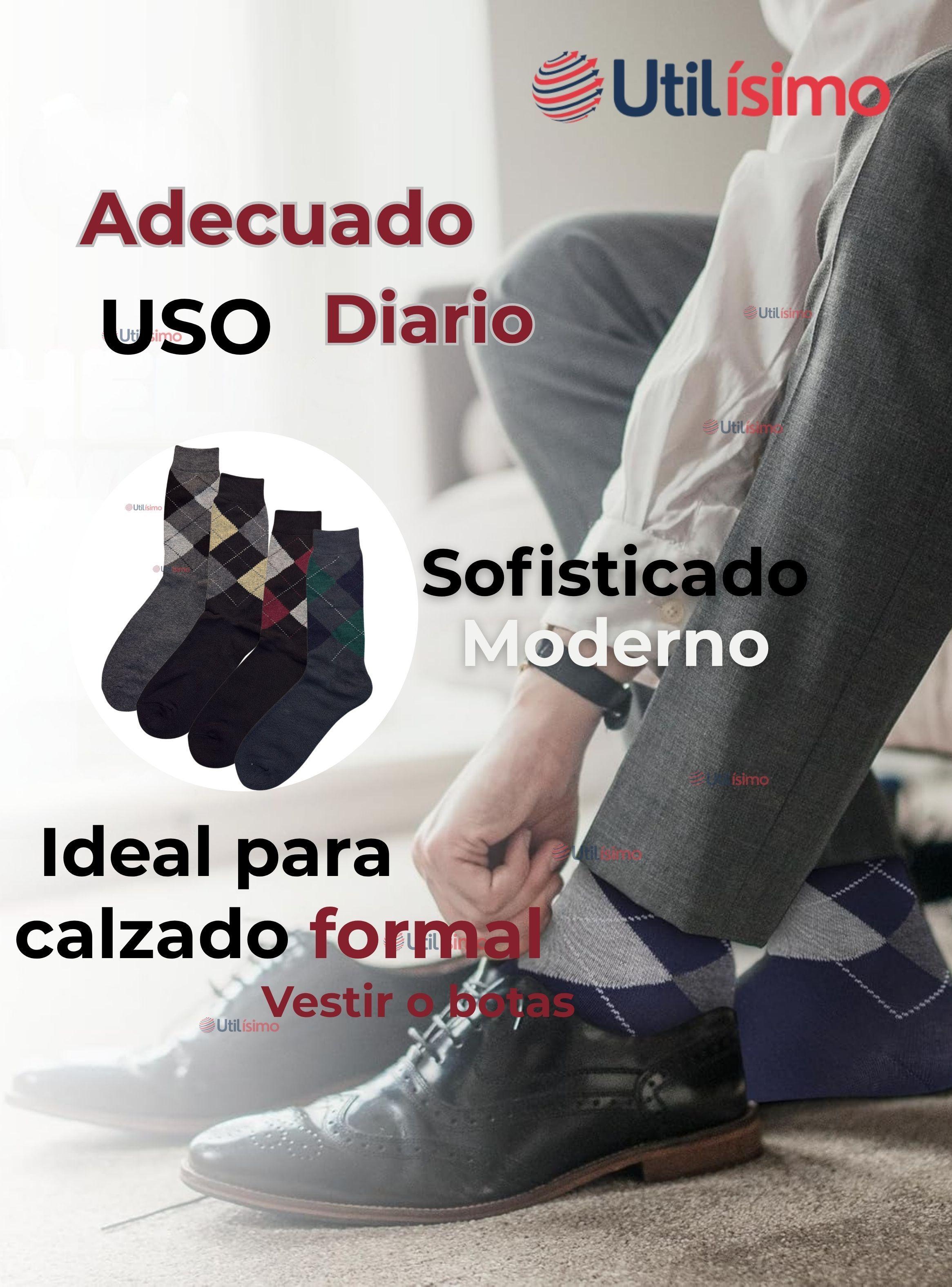 Pack 6 Pares Calcetines Acrílico de Vestir Hombre Rombos Surtidos-4