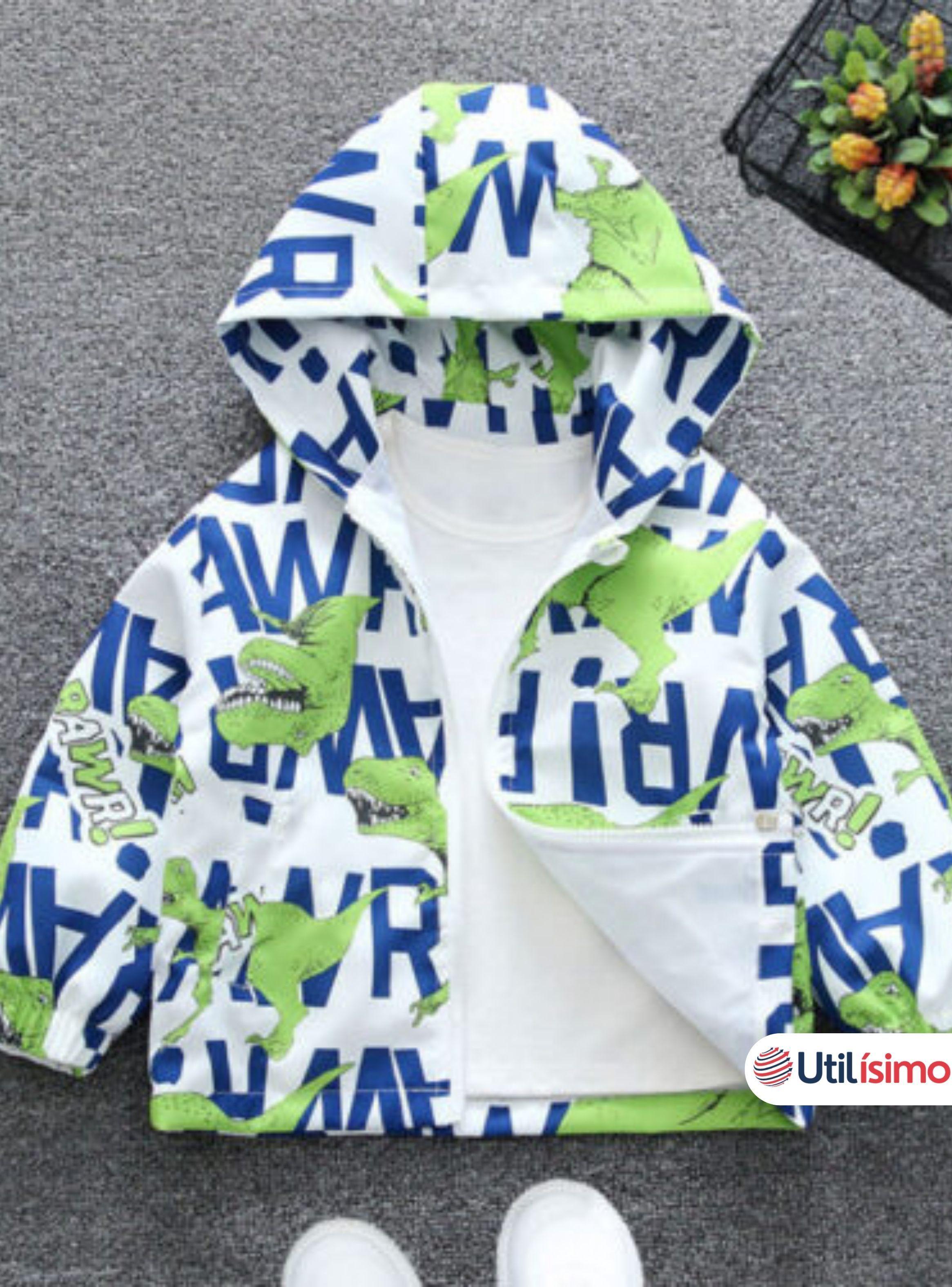 Cortaviento Impermeable Chaqueta Estampado Niño Y Bebé Jump Kids Blue Dino Rex-7