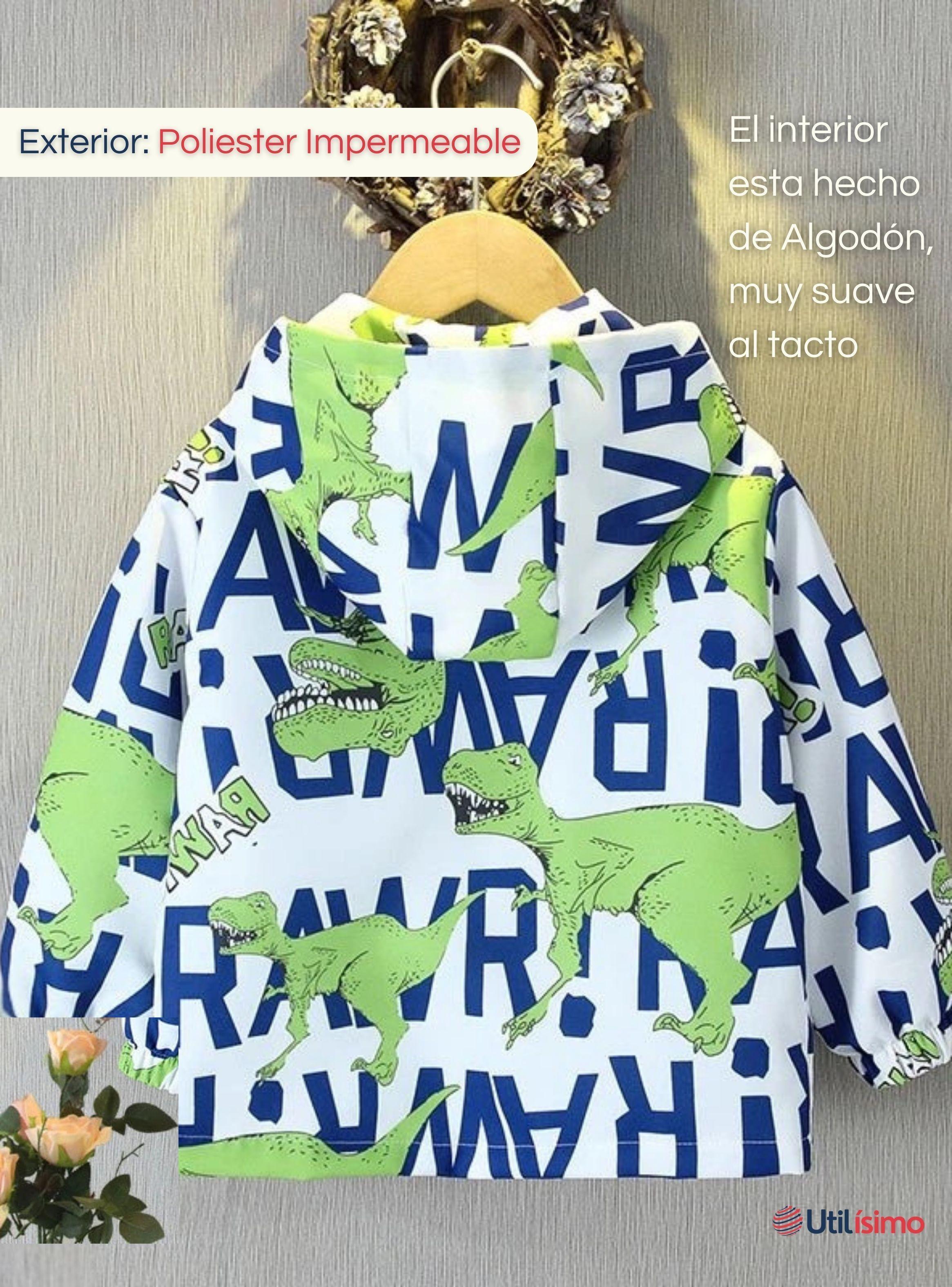 Cortaviento Impermeable Chaqueta Estampado Niño Y Bebé Jump Kids Blue Dino Rex-1