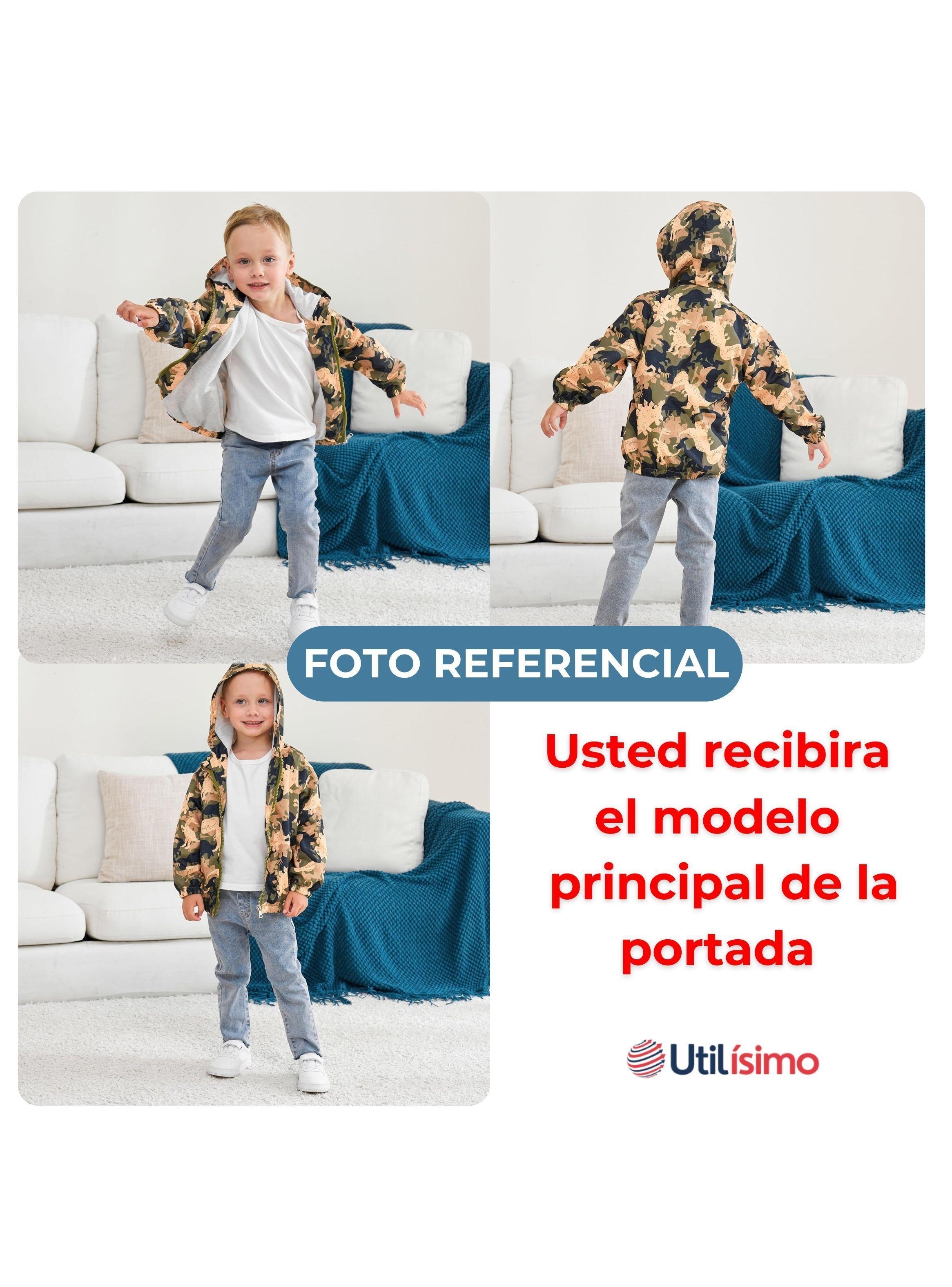Cortaviento Impermeable Chaqueta Estampado Niño Y Bebé Jump Kids Blue Dino Rex-4