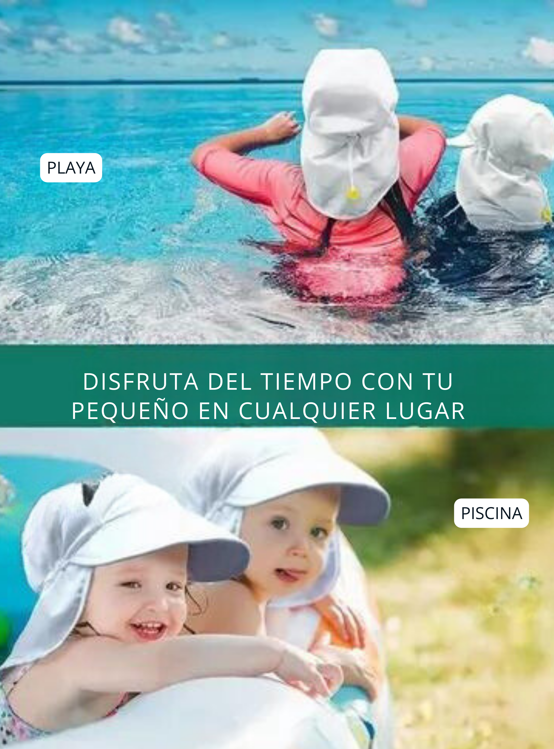Gorro para el Sol con Solapas Protección UV Niñas de 1 a 10 Años Rosa Conejito-5