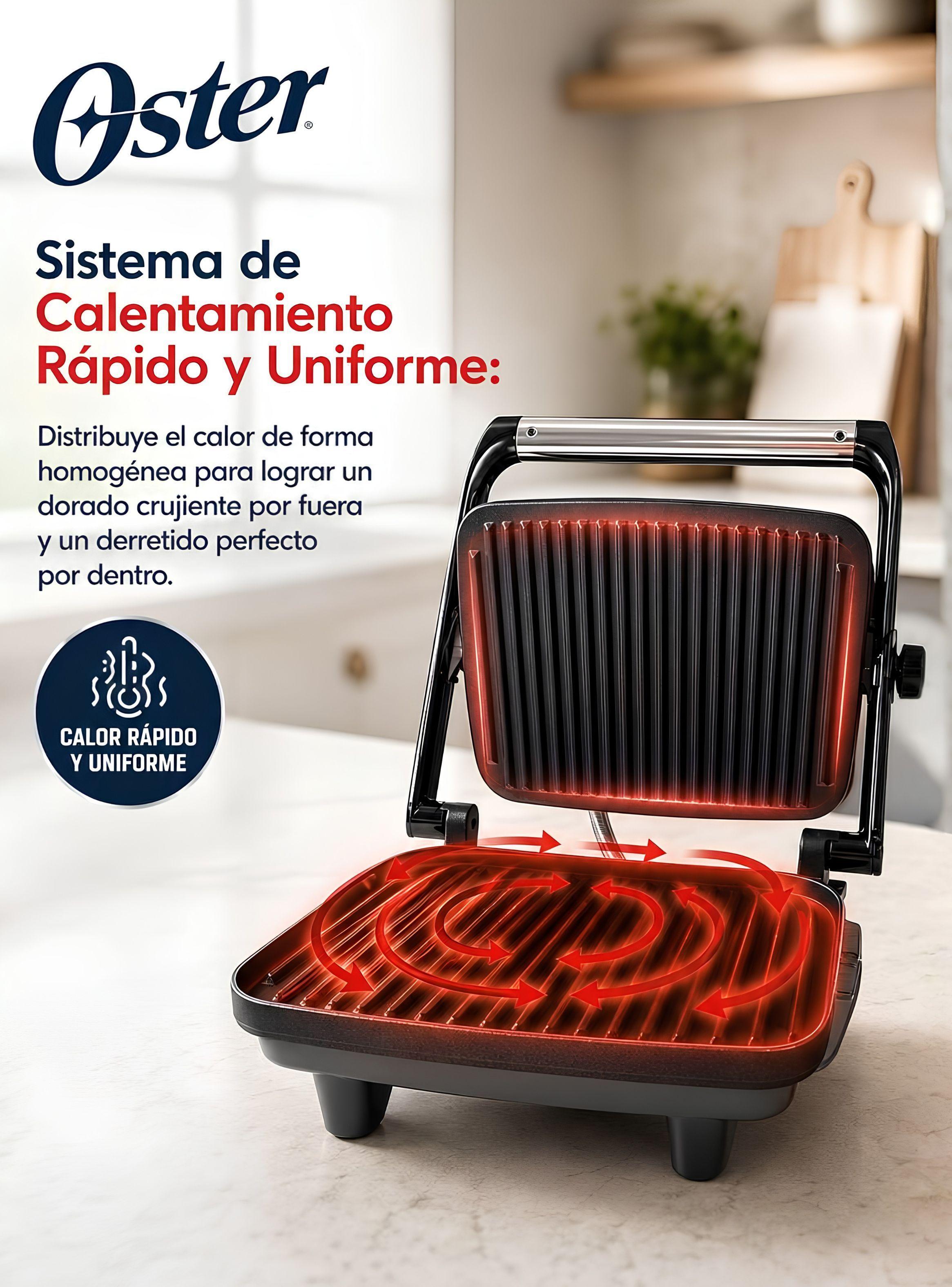Plancha panini Oster® Tostadora compacta Antiadherente CKSTPA2880-5